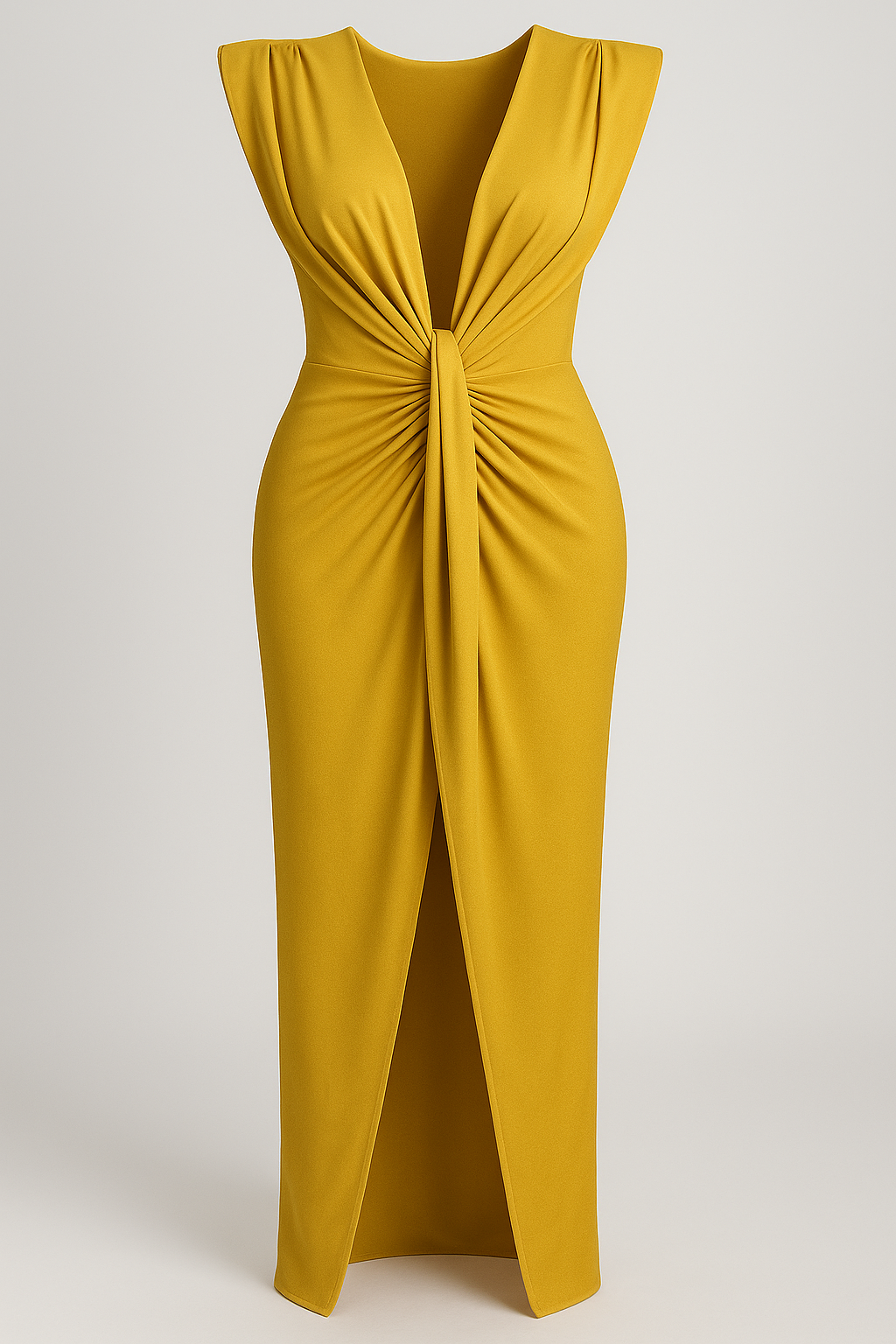 Martha | Kvinders Elegant Råsilkekjole Med Slids - Gul One size - Kjoler - {{ product_tags }