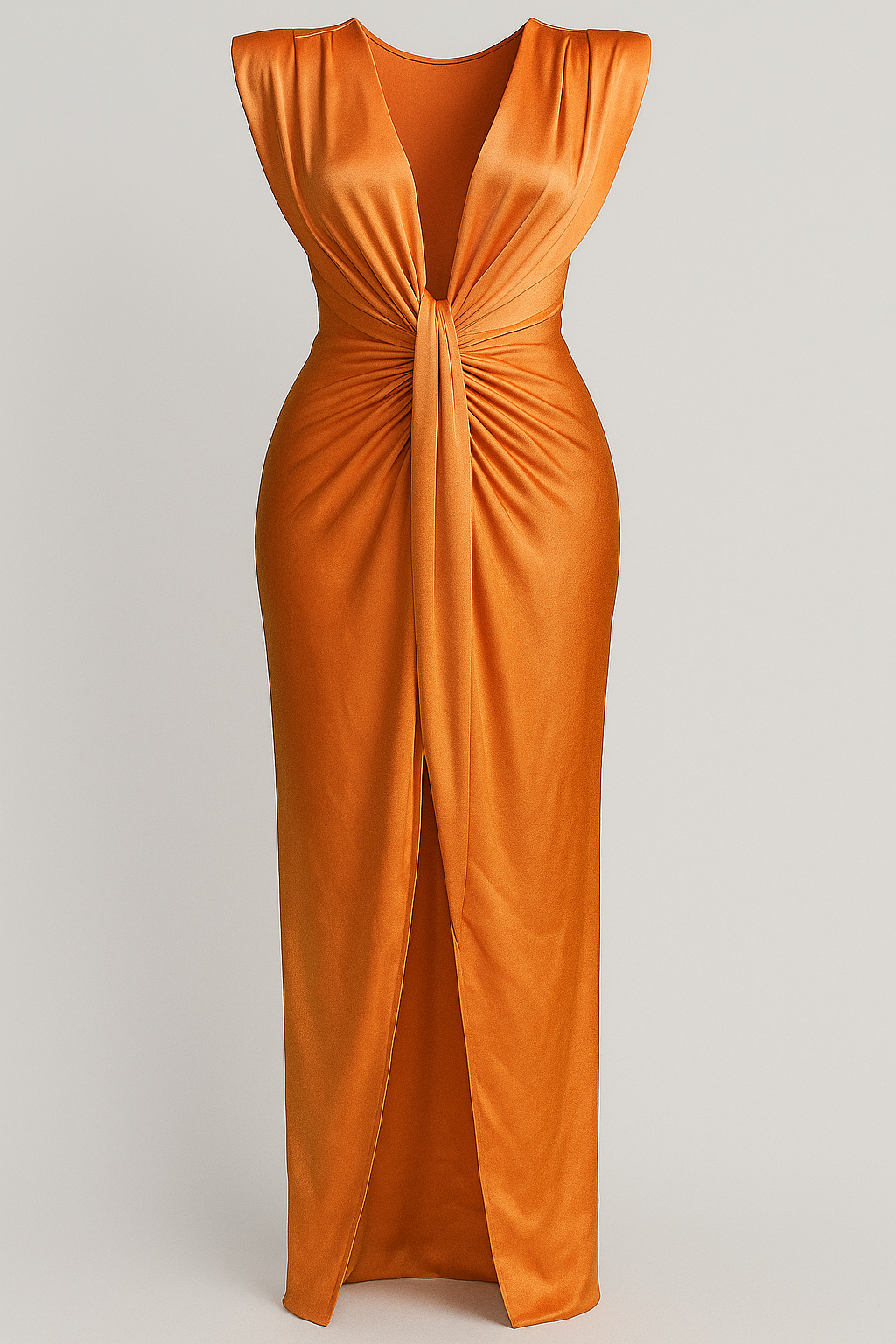 Martha | Kvinders Elegant Råsilkekjole Med Slids - Orange One size - Kjoler - {{ product_tags }