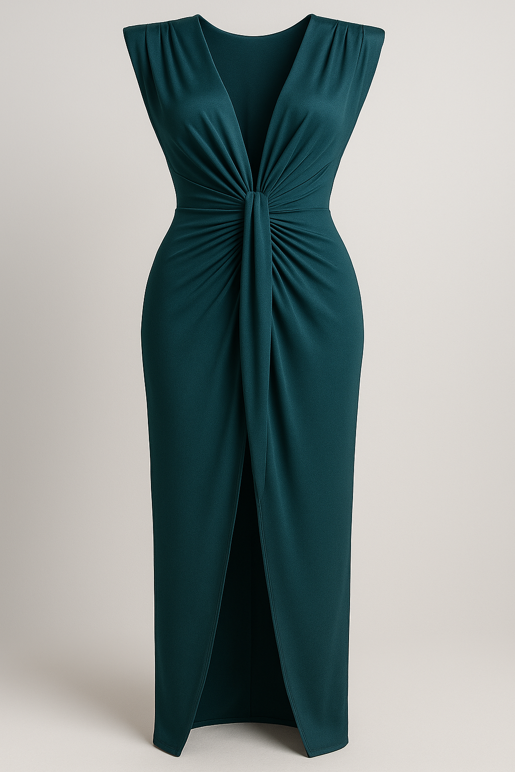Martha | Kvinders Elegant Råsilkekjole Med Slids - Petrol One size - Kjoler - {{ product_tags }