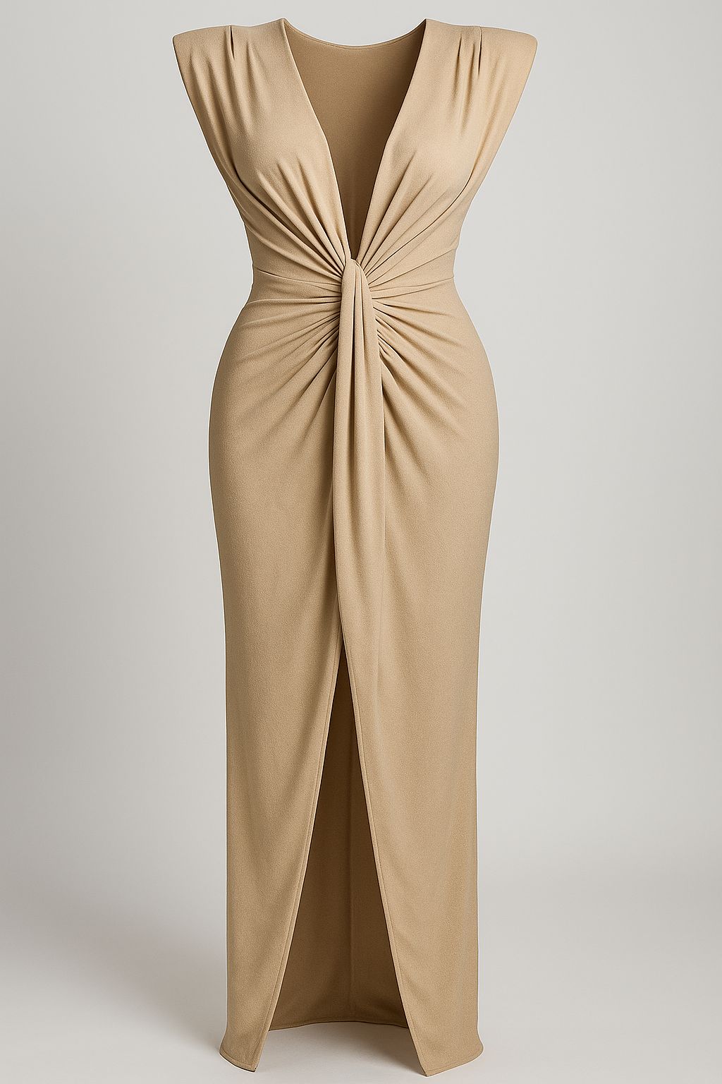 Martha | Kvinders Elegant Råsilkekjole Med Slids - Beige One size - Kjoler - {{ product_tags }
