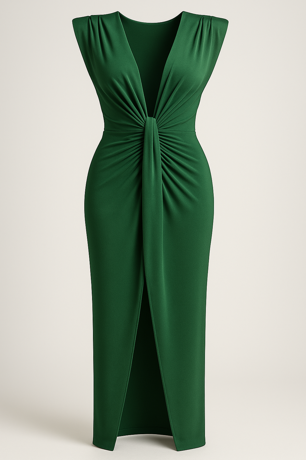 Martha | Kvinders Elegant Råsilkekjole Med Slids - Mørkegrøn One size - Kjoler - {{ product_tags }