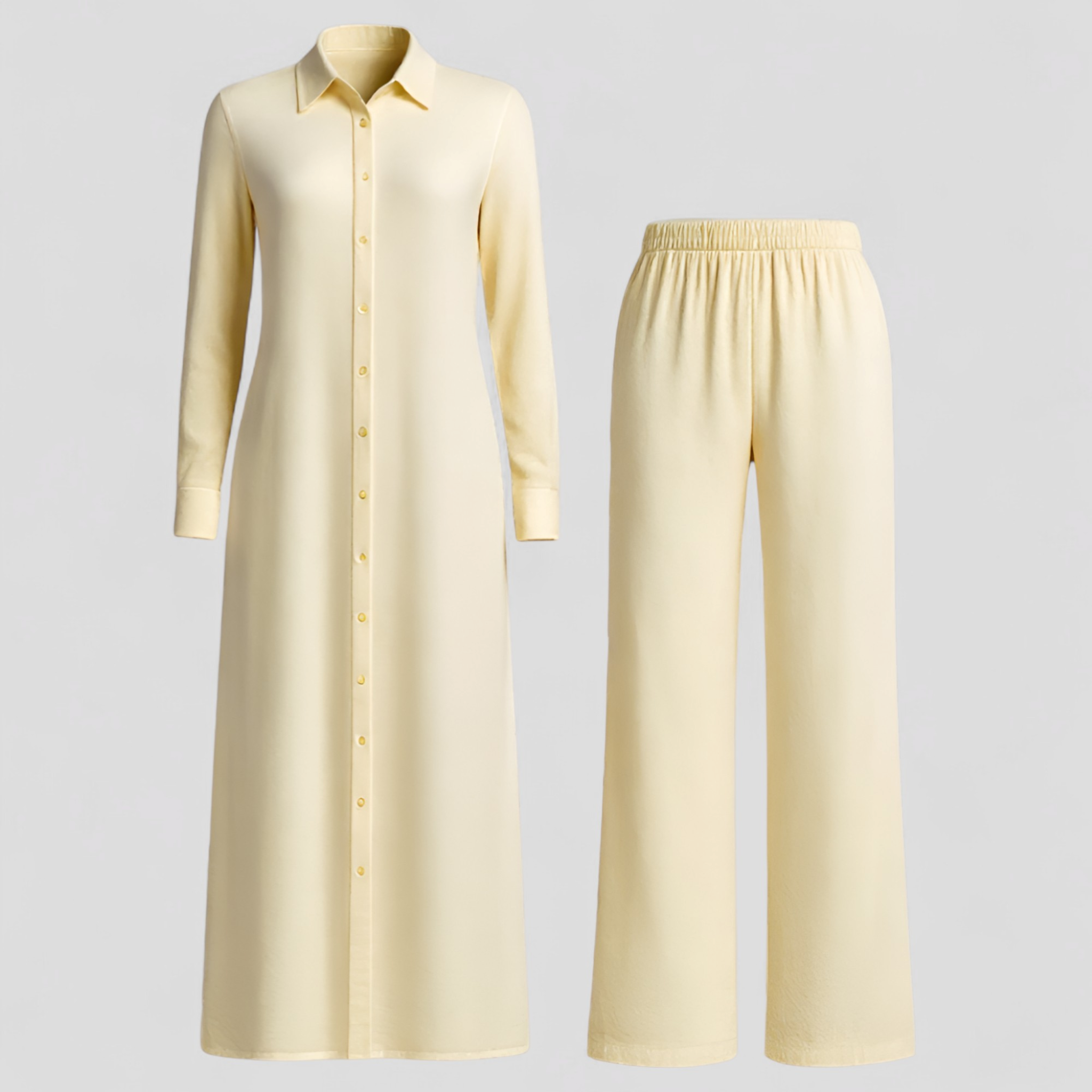 Valeria | Kvinders Elegant Sommer Sæt med Blusekjole og Bukser - Gul - Kvinders tøj - {{ product_tags }
