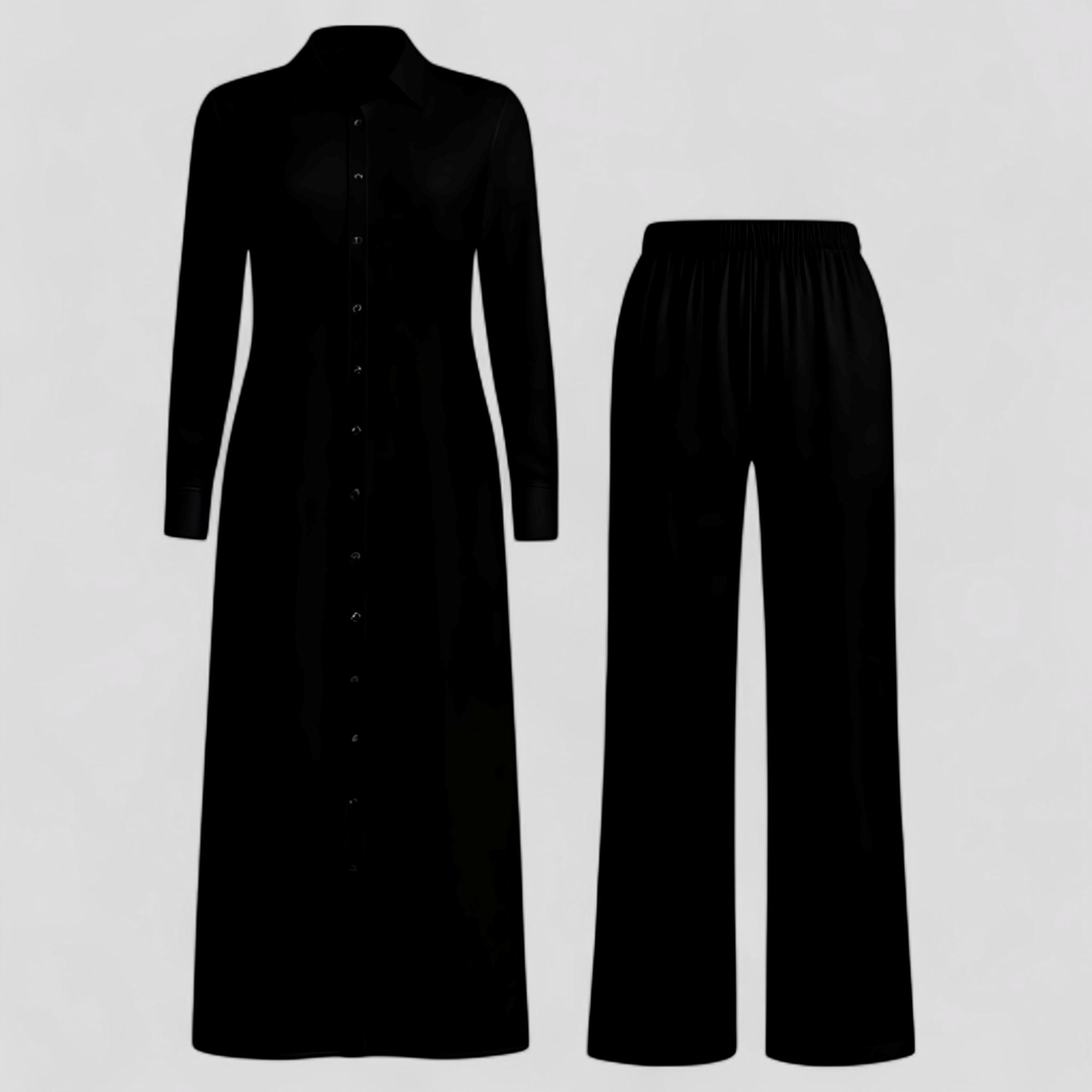 Valeria | Kvinders Elegant Sommer Sæt med Blusekjole og Bukser - Sort - Kvinders tøj - {{ product_tags }