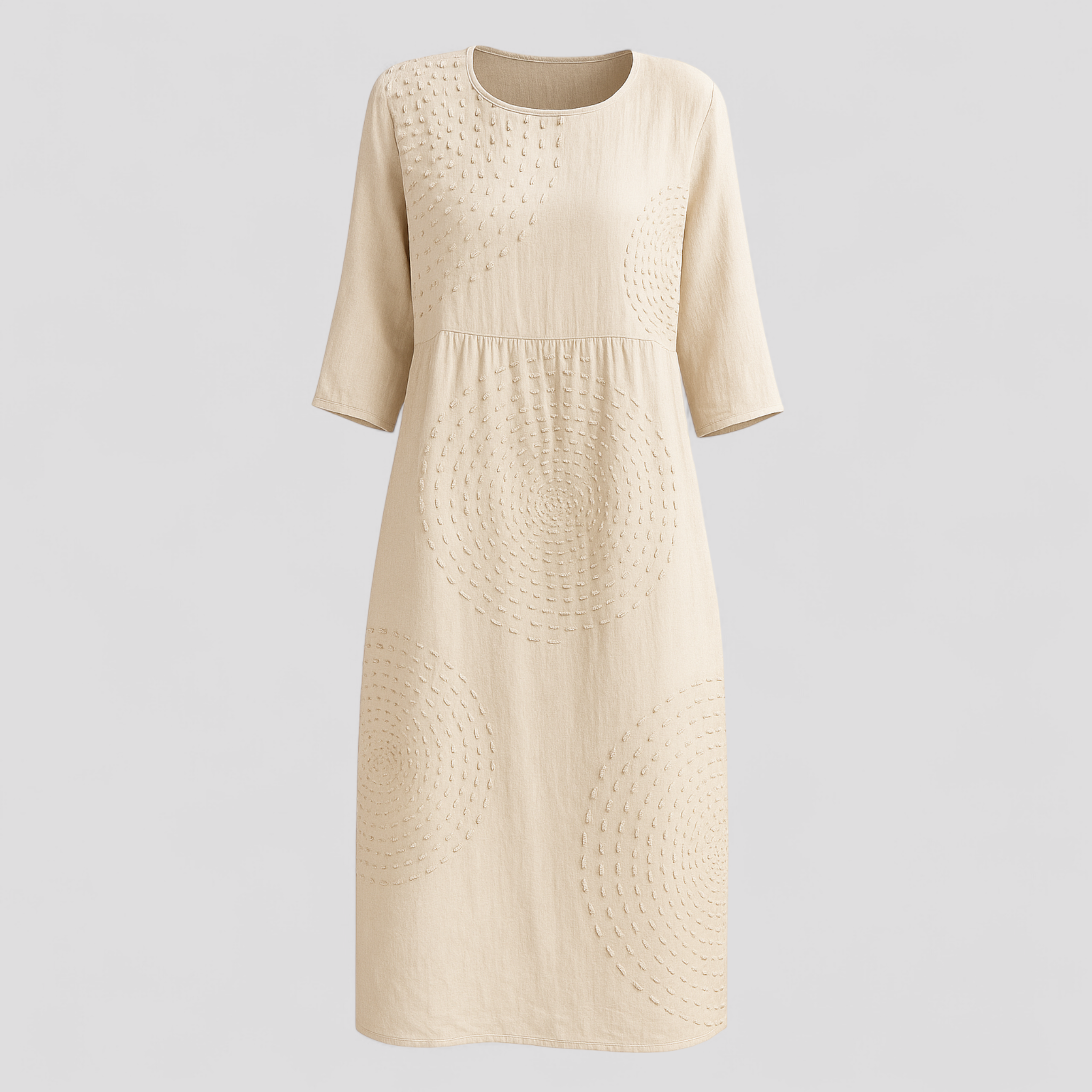 Nevie | Kvinders Elegant Sommerkjole - Beige - Kjoler - {{ product_tags }