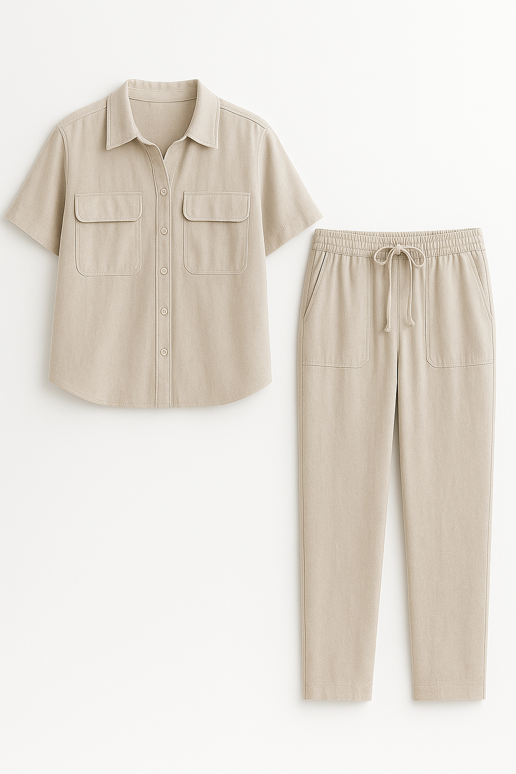 Cora | Kvinders Elegant To-Delt Sommer Sæt - Sand - Kvinders tøj - {{ product_tags }
