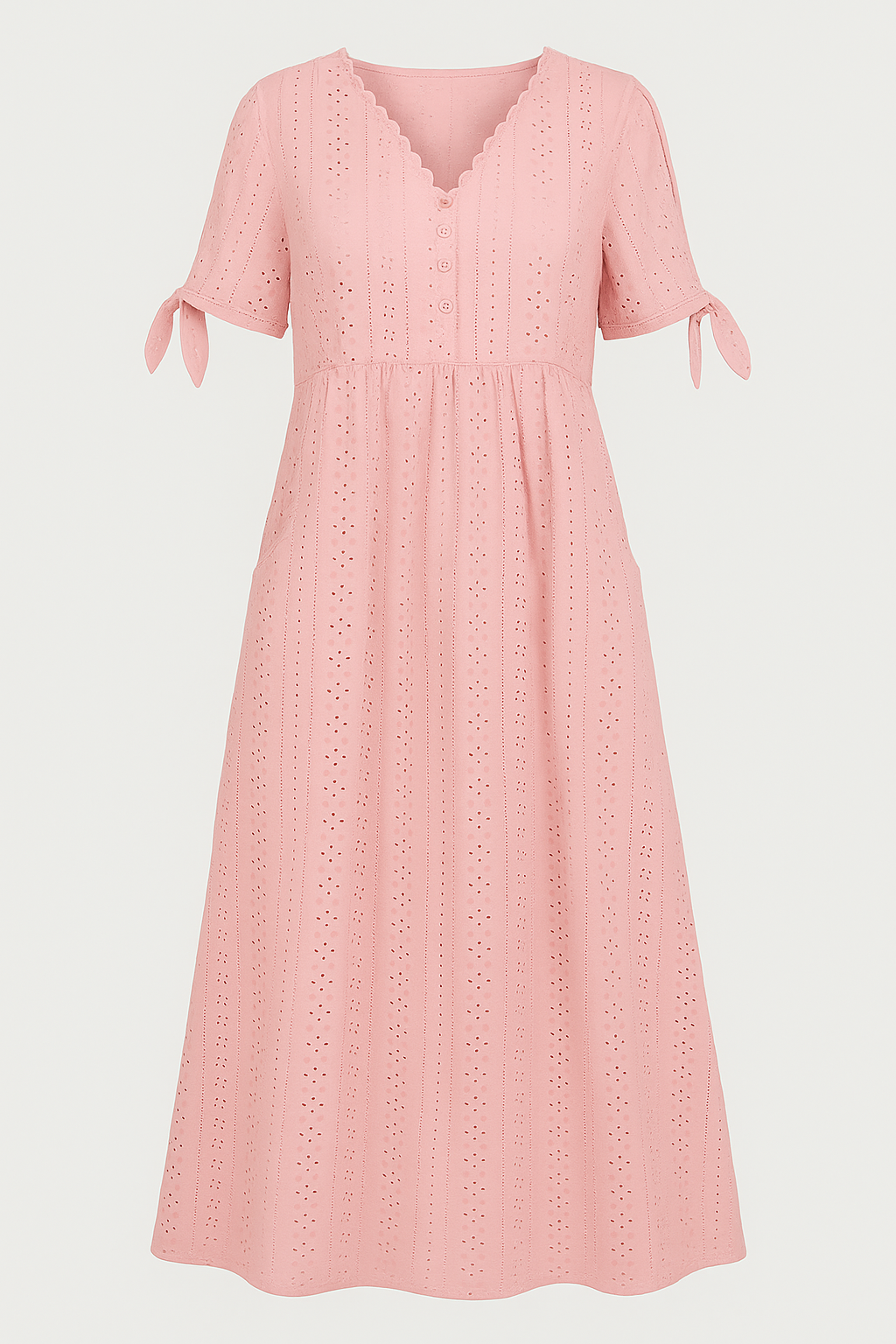 Brisa | Kvinders Elegant V-Hals Kjole med Korte Ærmer - Rosa - Kvinders Kjoler - {{ product_tags }
