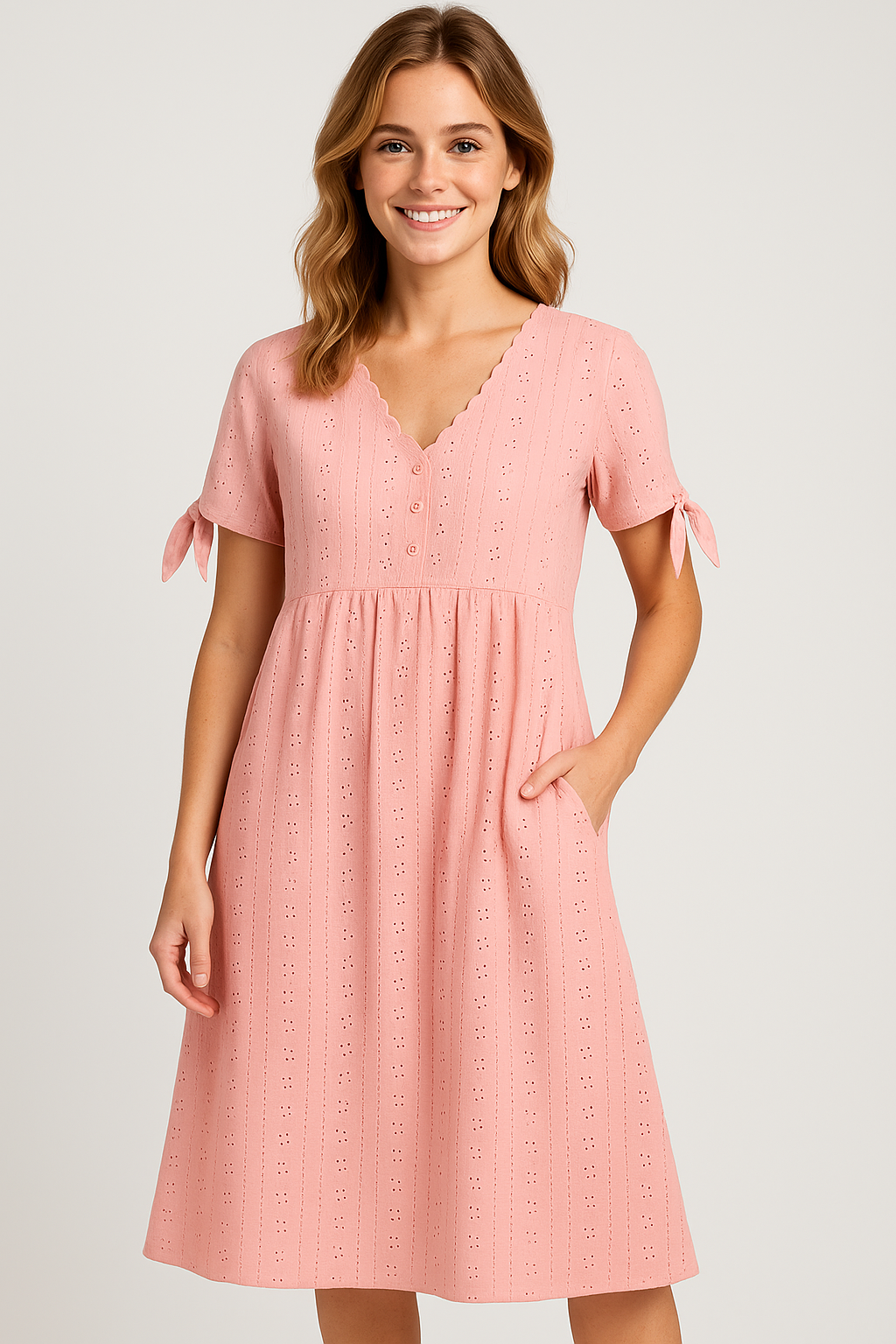 Brisa | Kvinders Elegant V-Hals Kjole med Korte Ærmer - - Kvinders Kjoler - {{ product_tags }