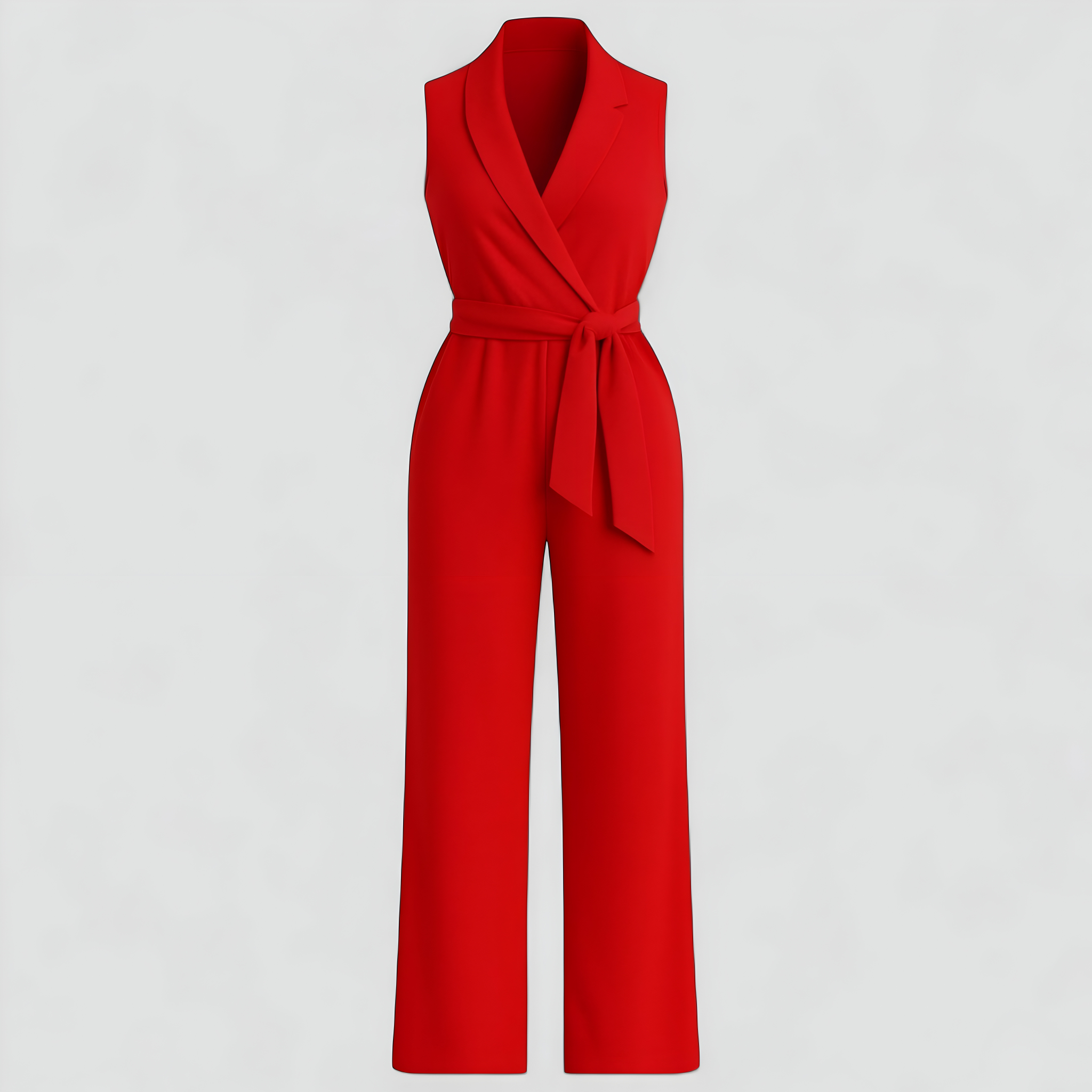 Aela | Kvinders Elegant V-Hals Jumpsuit Uden Ærmer - Rød - Jumpsuits og Rompers - {{ product_tags }