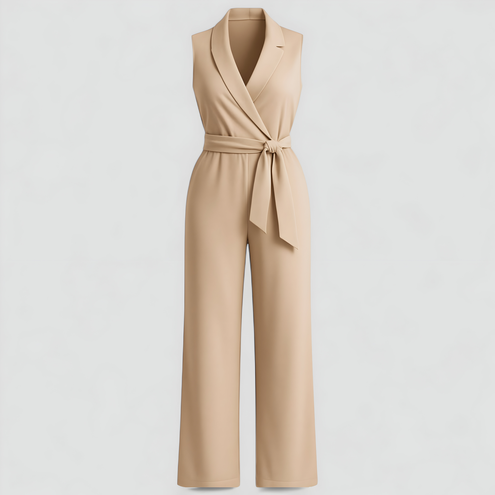 Aela | Kvinders Elegant V-Hals Jumpsuit Uden Ærmer - Kaki - Jumpsuits og Rompers - {{ product_tags }