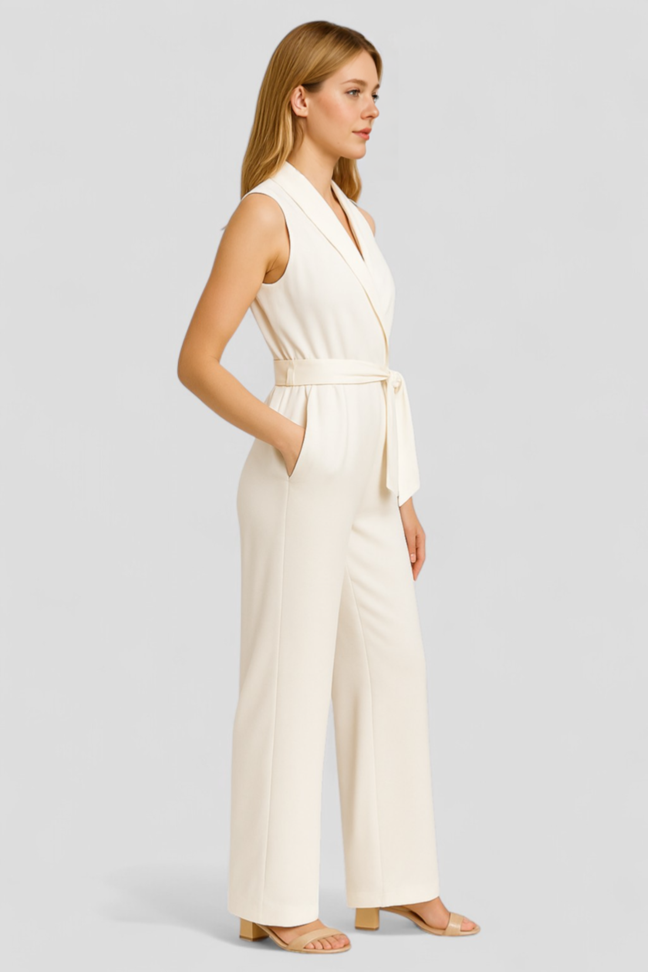 Aela | Kvinders Elegant V-Hals Jumpsuit Uden Ærmer - - Jumpsuits og Rompers - {{ product_tags }