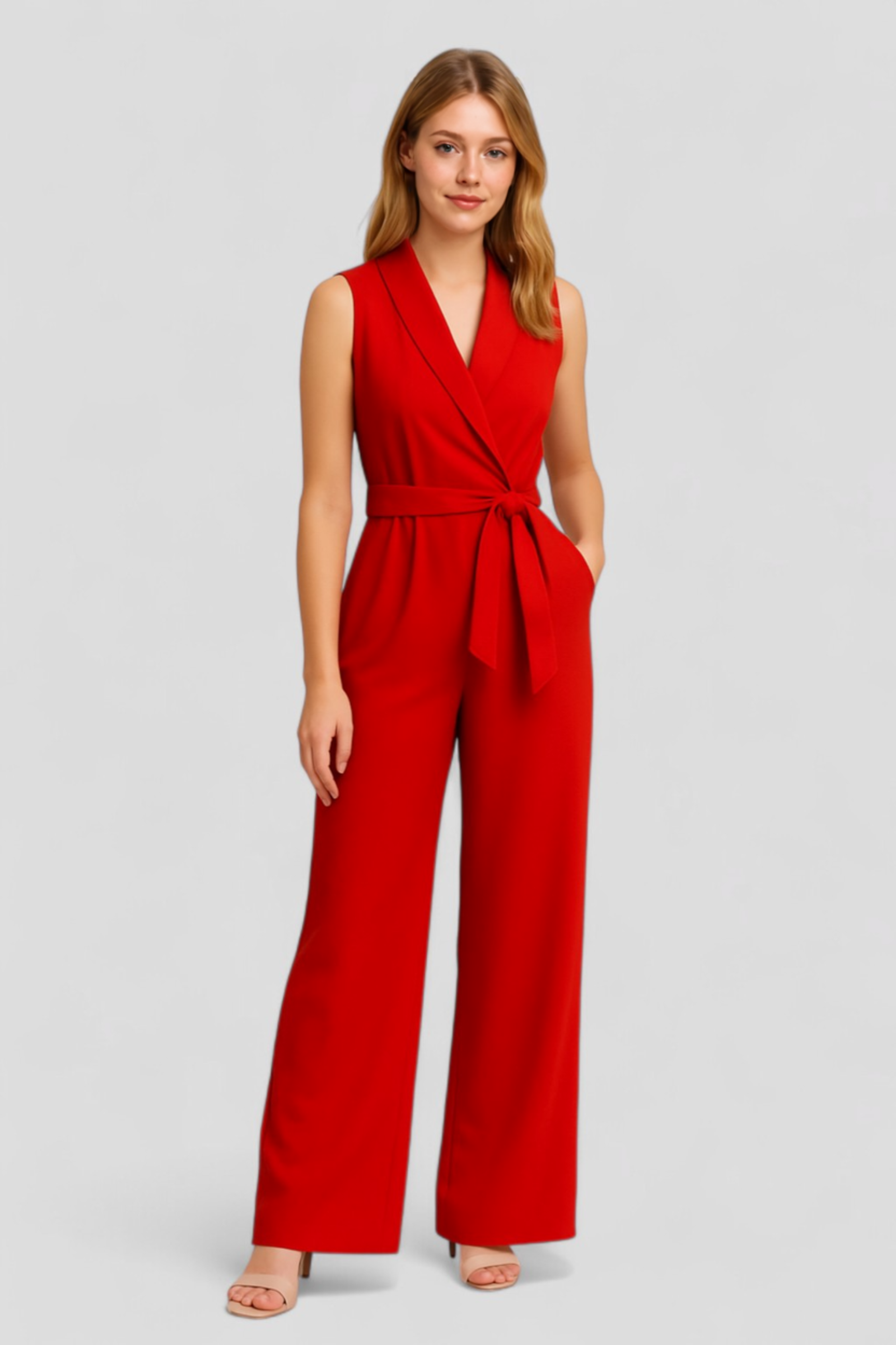 Aela | Kvinders Elegant V-Hals Jumpsuit Uden Ærmer - - Jumpsuits og Rompers - {{ product_tags }