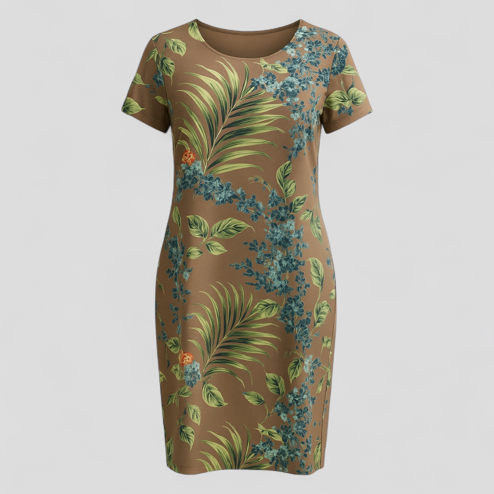 Carmine | Kvinders Komfortable Casual Kjole med Print - Brun - Kjoler - {{ product_tags }
