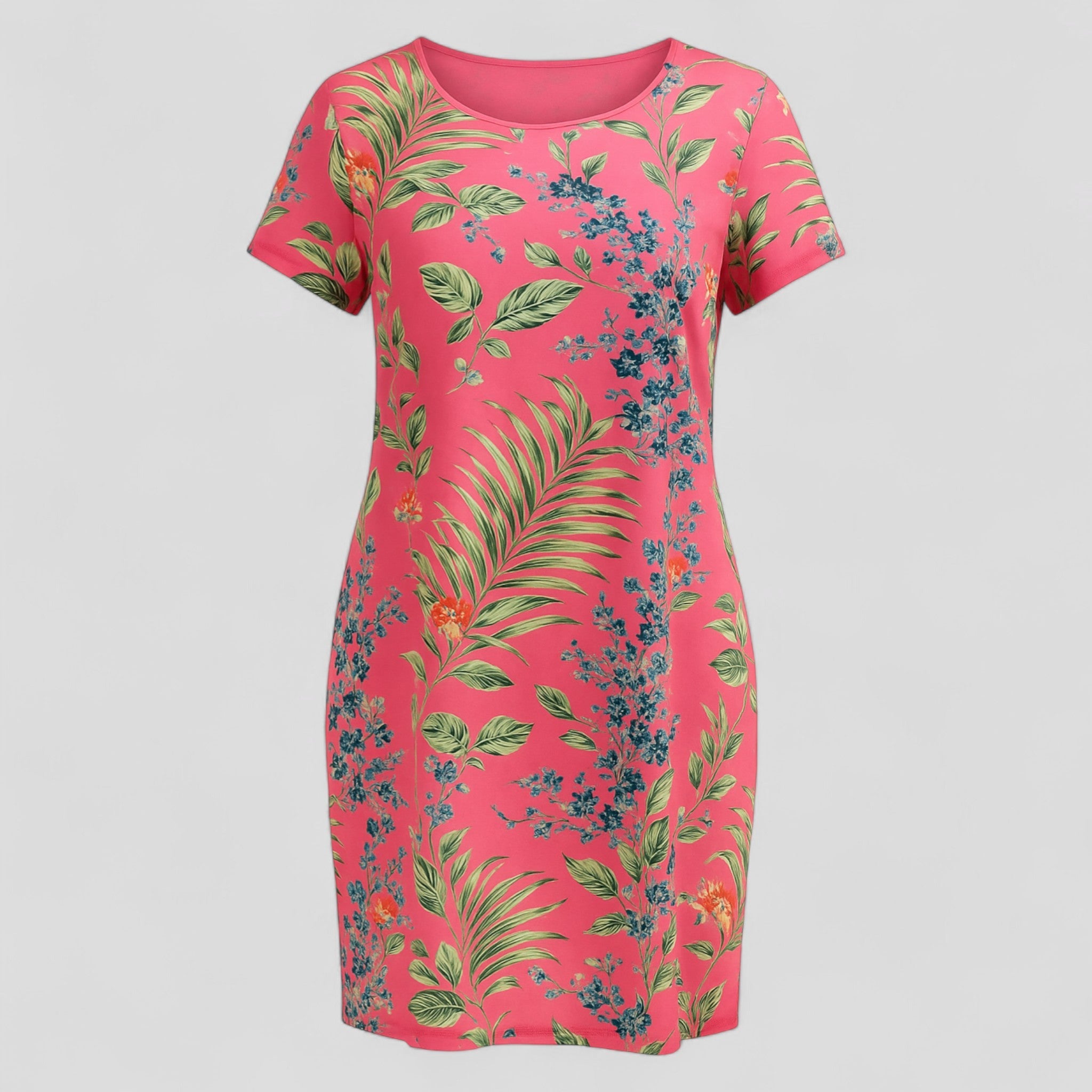 Carmine | Kvinders Komfortable Casual Kjole med Print - Rosa - Kjoler - {{ product_tags }