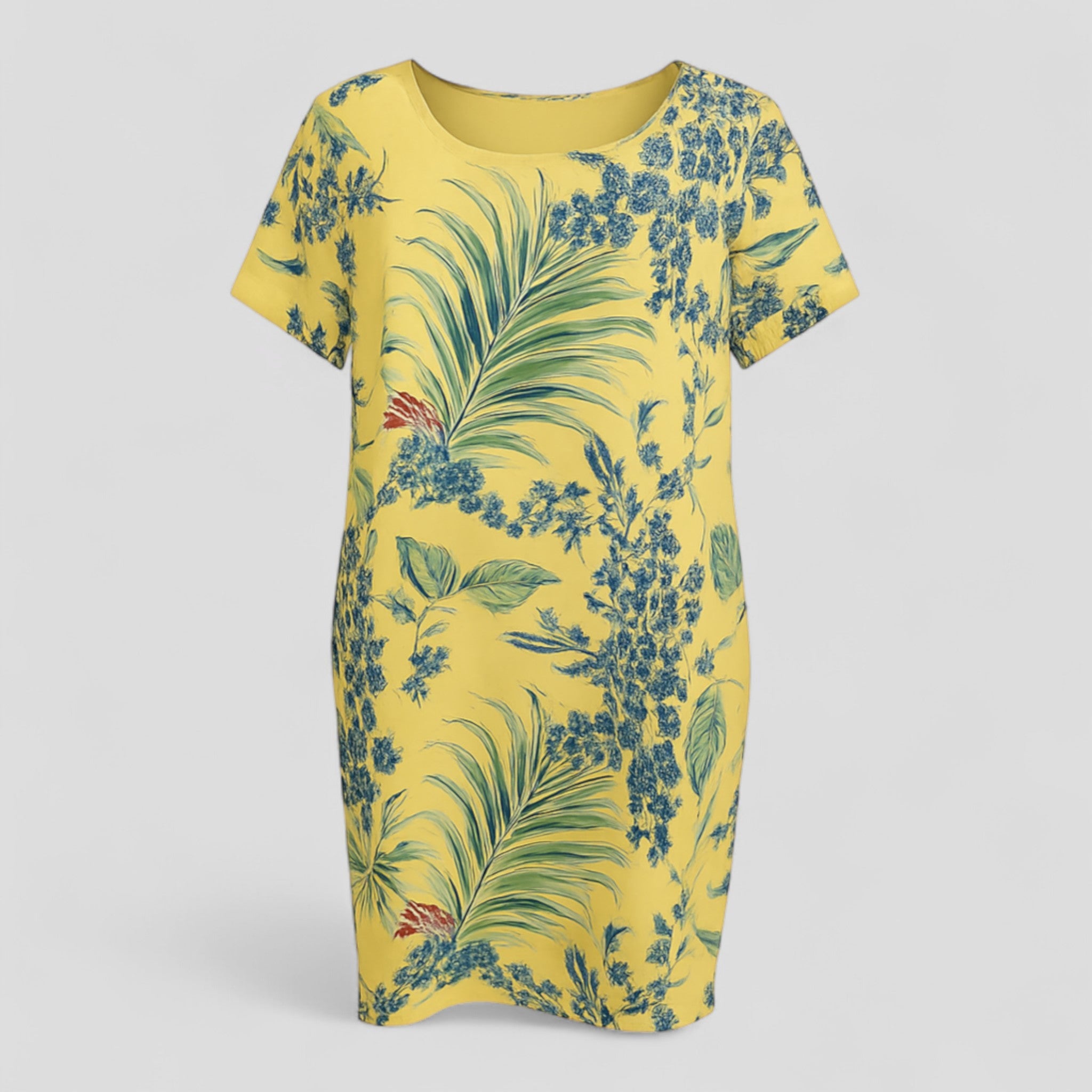 Carmine | Kvinders Komfortable Casual Kjole med Print - Gul - Kjoler - {{ product_tags }