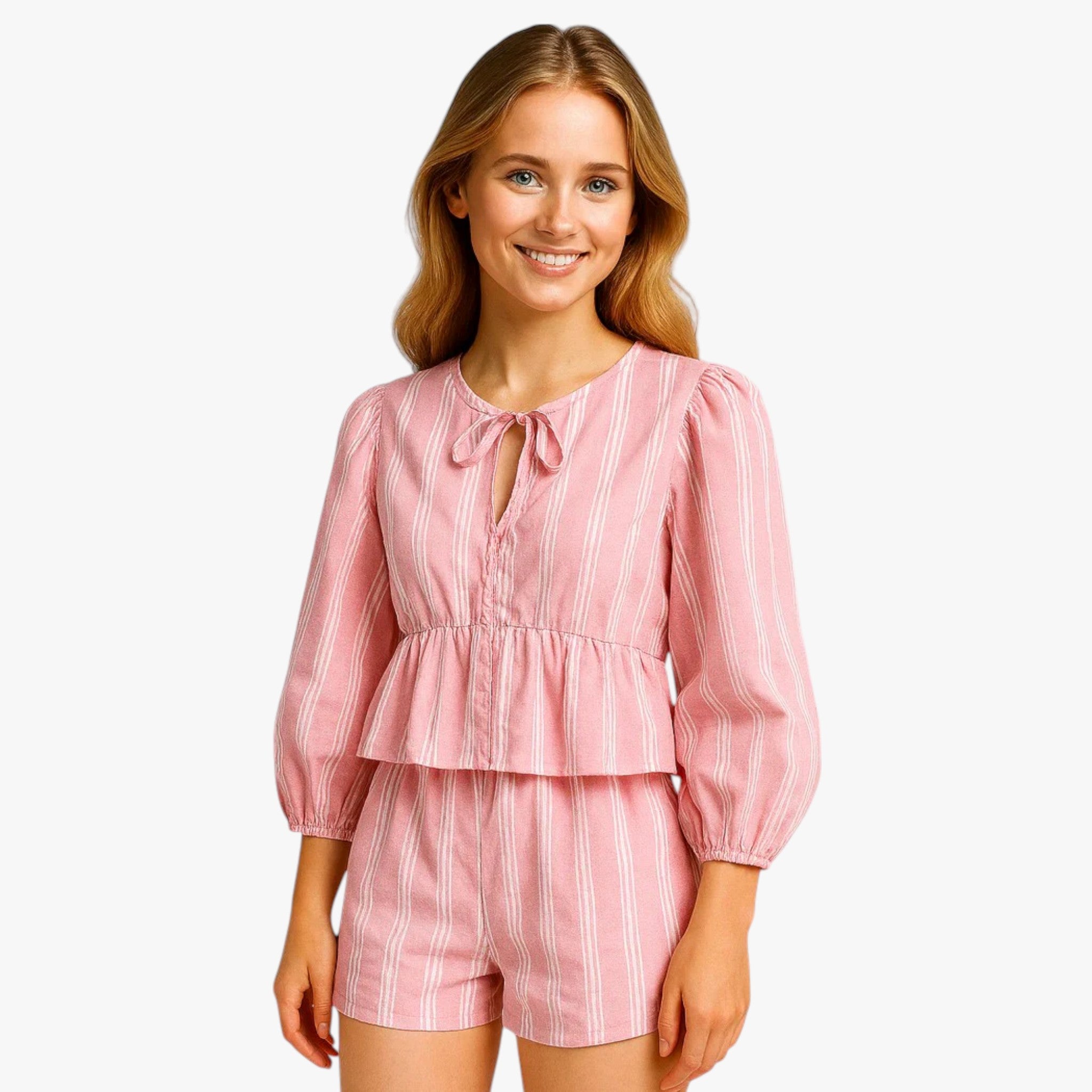 Renata | Kvinders Komfortable Sommer Sæt med Puffærmer - - Kvinders sæt - {{ product_tags }