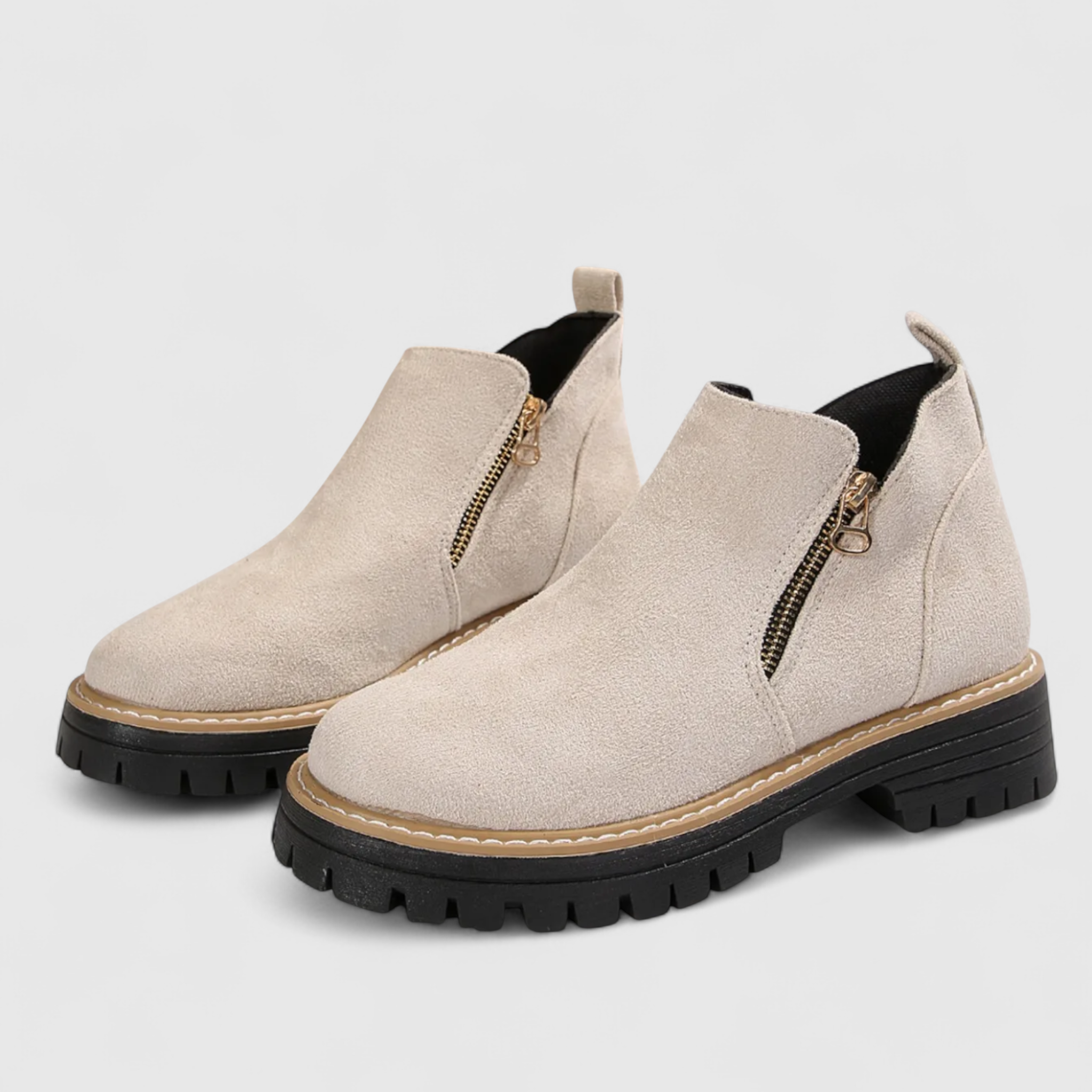 Adie | Kvinders Komfortable Støvler med Rund Tå - Beige - Kvinders Støvler - {{ product_tags }