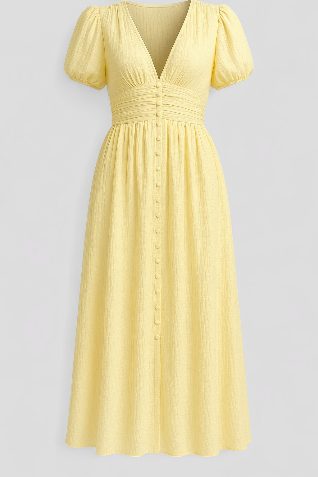 Giselle | Kvinders Lang Maxi Kjole med Puffærmer - Gul - Maxi Kjoler - {{ product_tags }
