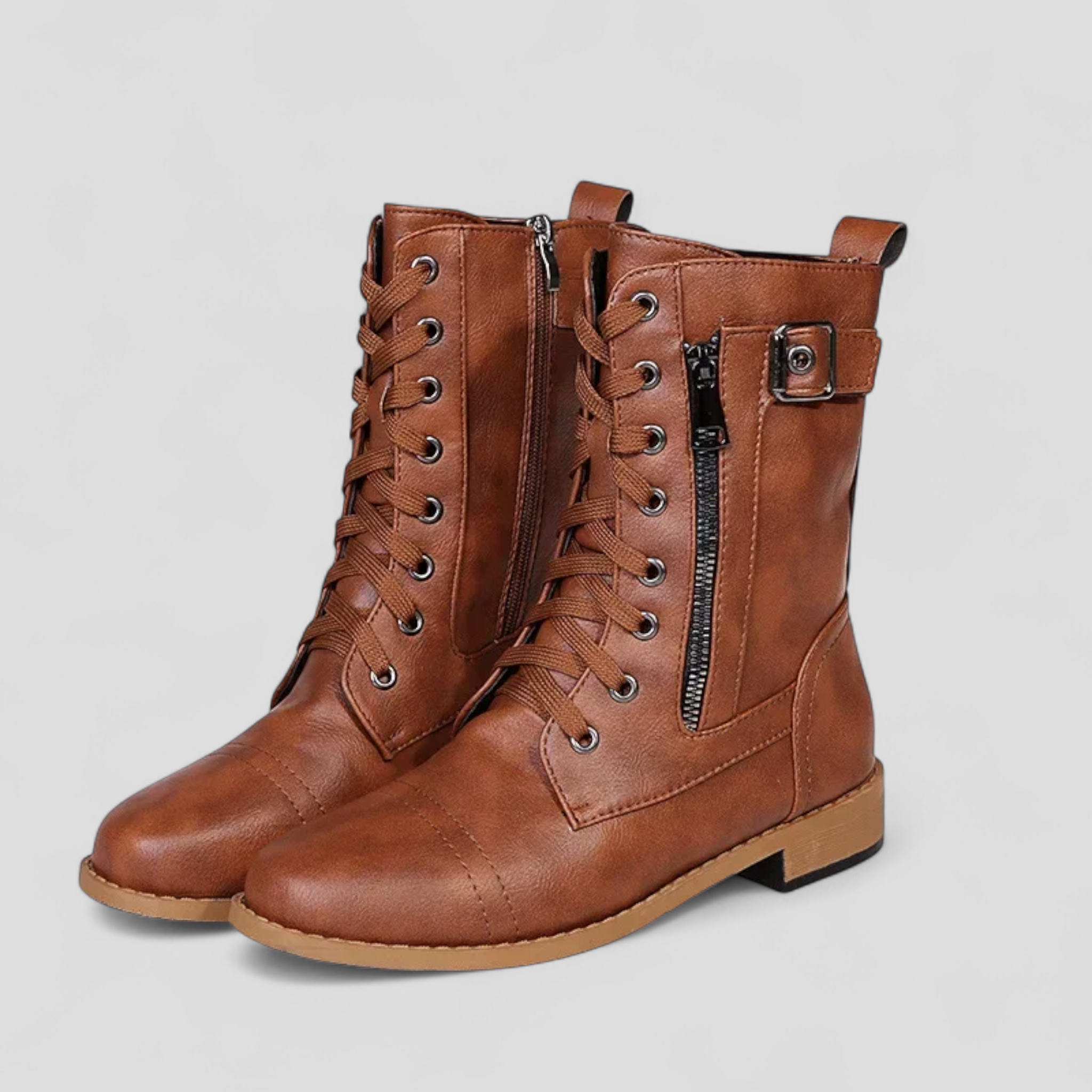 Fabiola | Kvinders Vintage Støvler med Lynlås - Brun - Mode støvler - {{ product_tags }