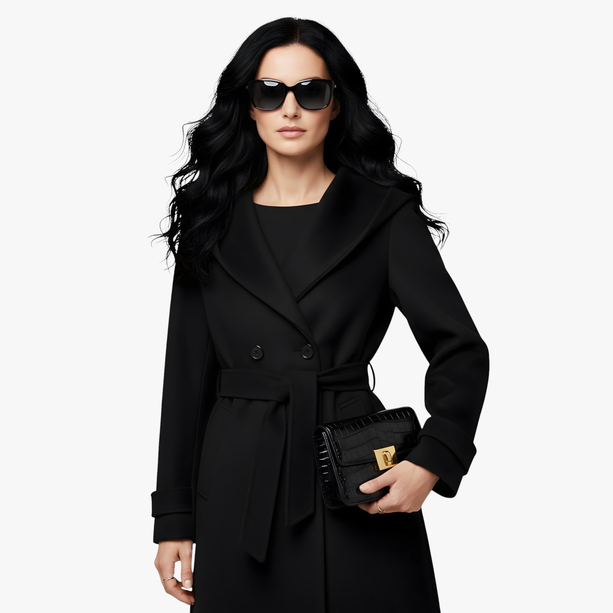 Gina | Lang Vinterjakke Dame med Hætte og Bælte - - Kvinders frakker og jakker - {{ product_tags }