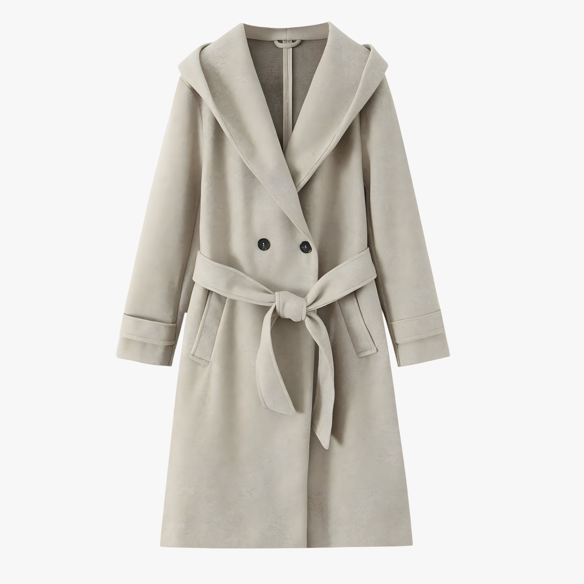 Gina | Lang Vinterjakke Dame med Hætte og Bælte - Khaki - Kvinders frakker og jakker - {{ product_tags }