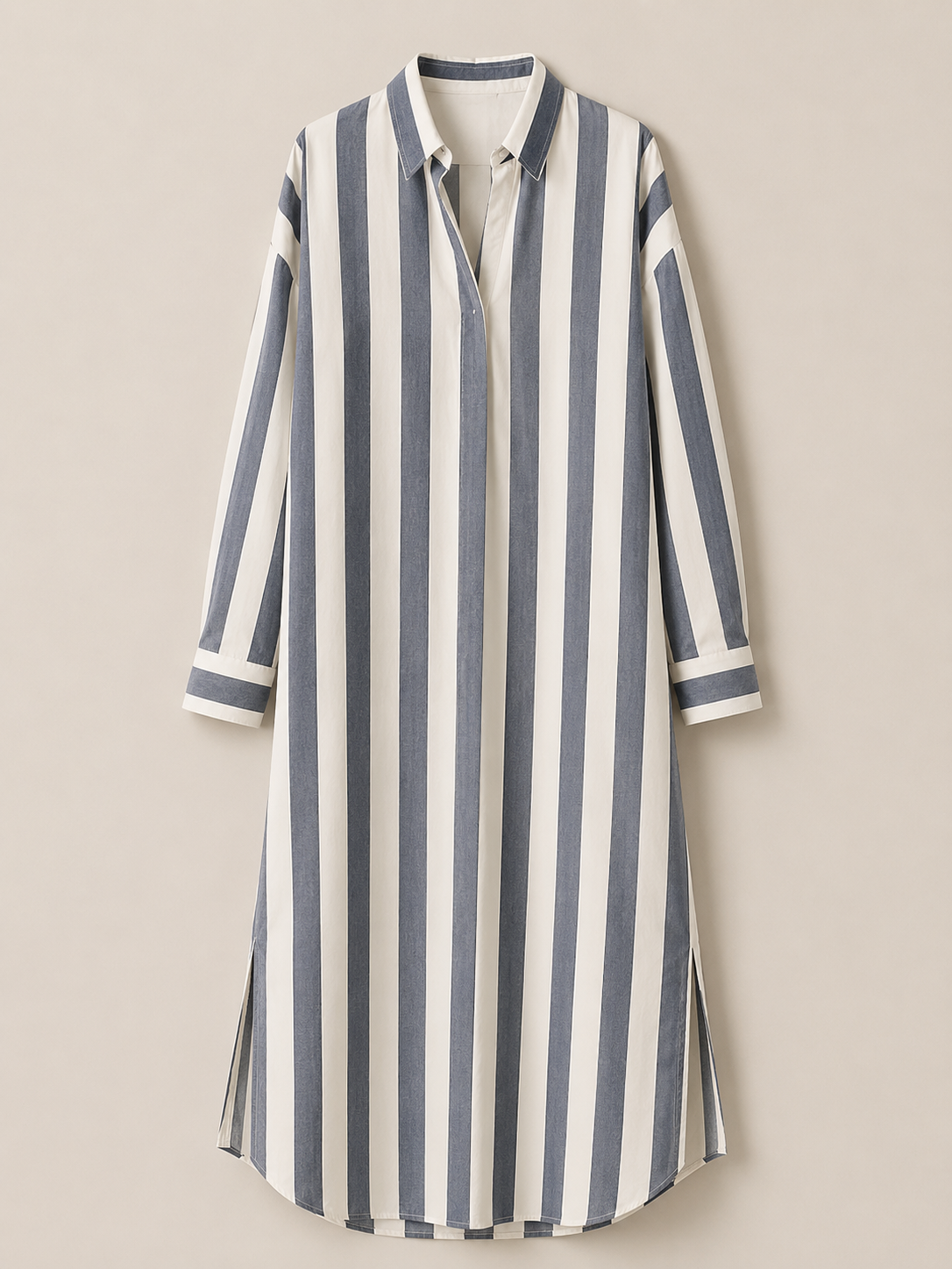 Yrsa | Lässiges gestreiftes Skjorte Boho-Stil Maxi-Kjole