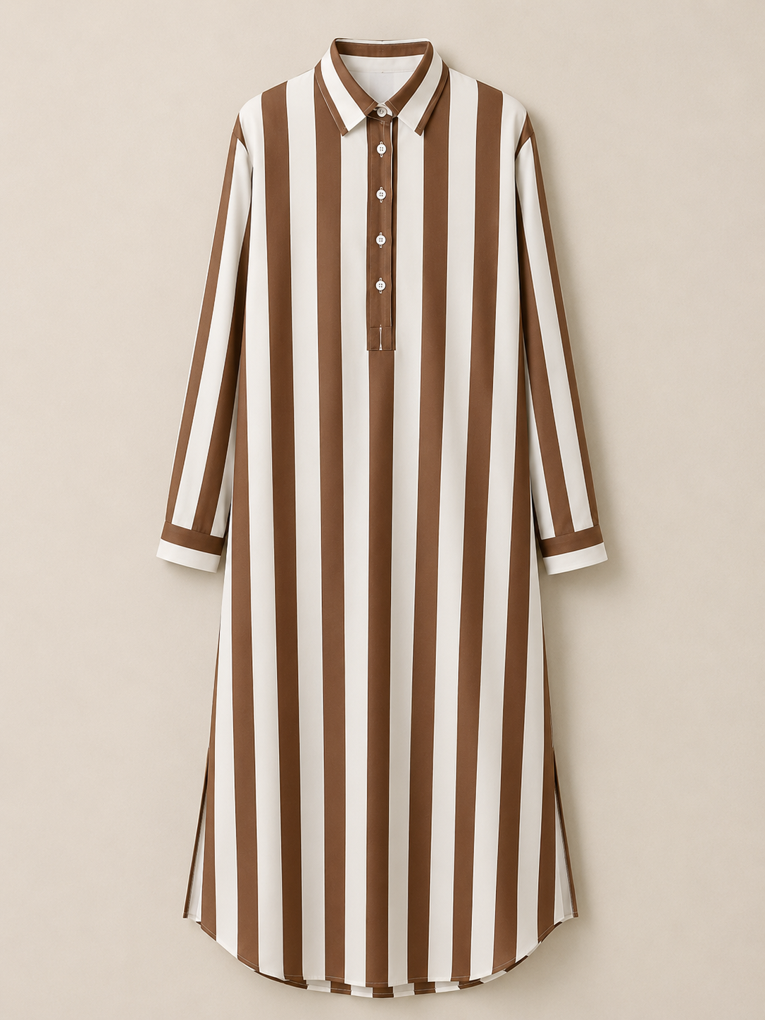 Yrsa | Lässiges gestreiftes Skjorte Boho-Stil Maxi-Kjole