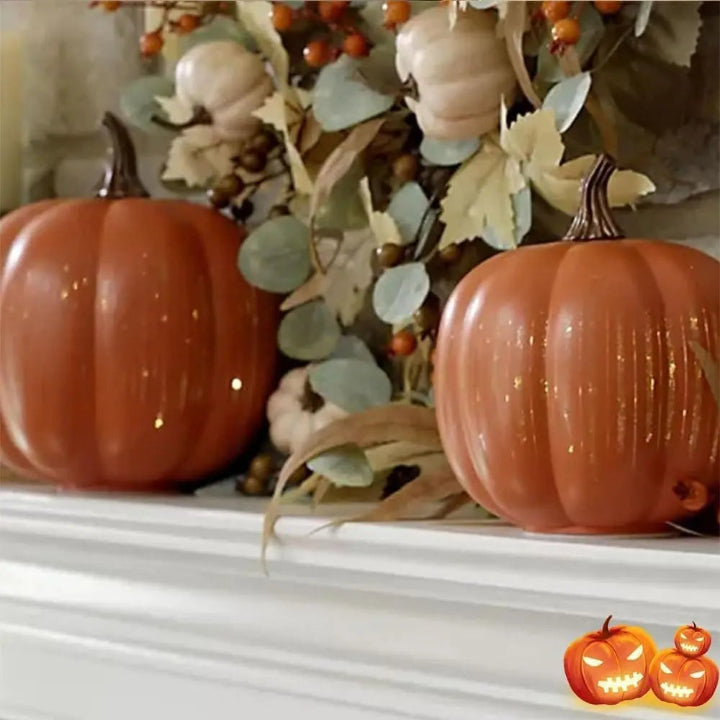 Blinkende LED Græskarlampe med Timer - Halloween Dekoration