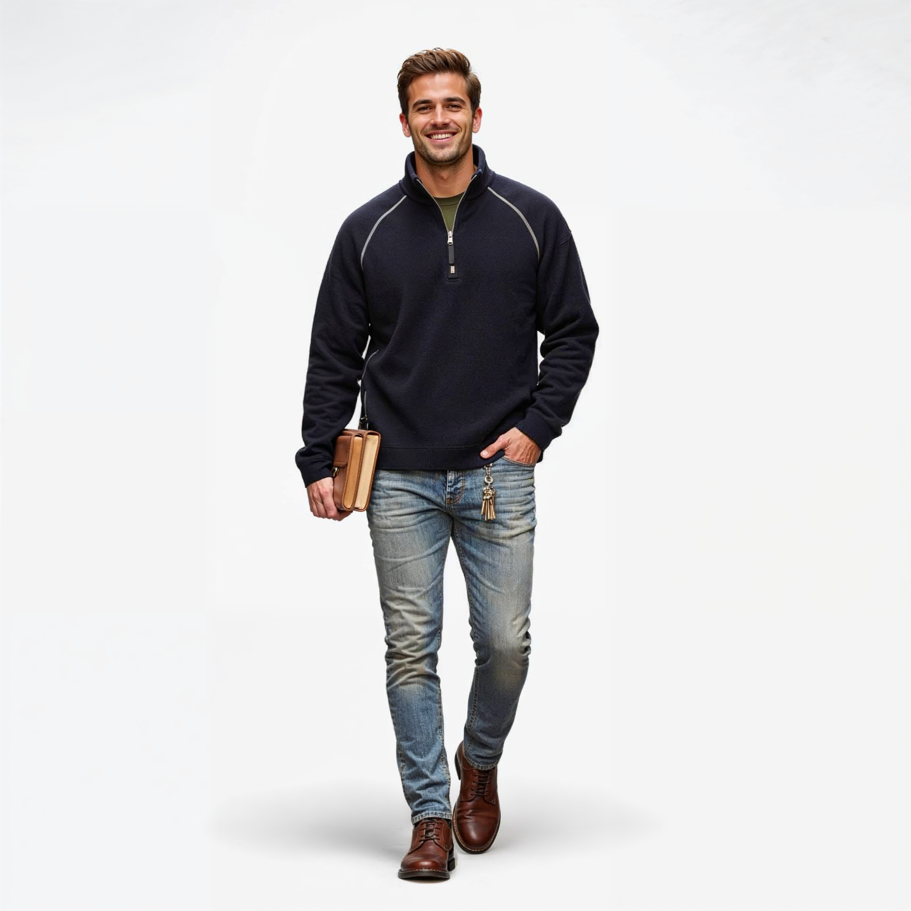Liam | Mænds Halv Lynlås Sweater til Lagdeling - - Herresweatre - {{ product_tags }