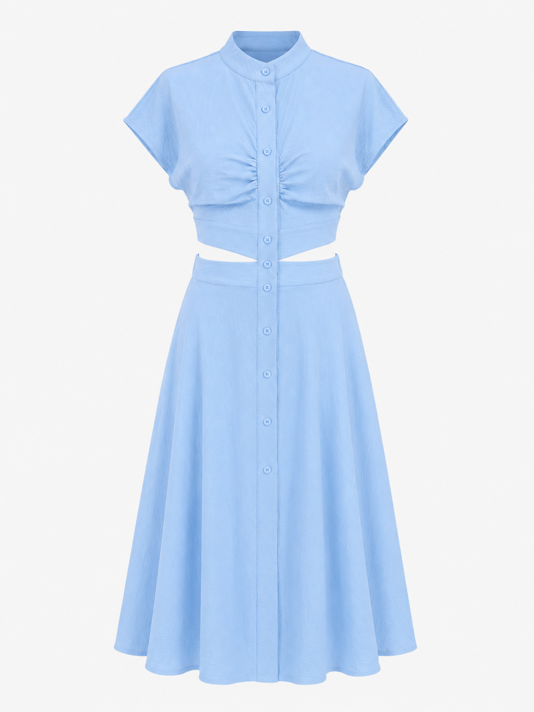Lisette | Damekjole med Knaplukning og Taljeudskærin - Blå - Kvinders Kjoler - {{ product_tags }