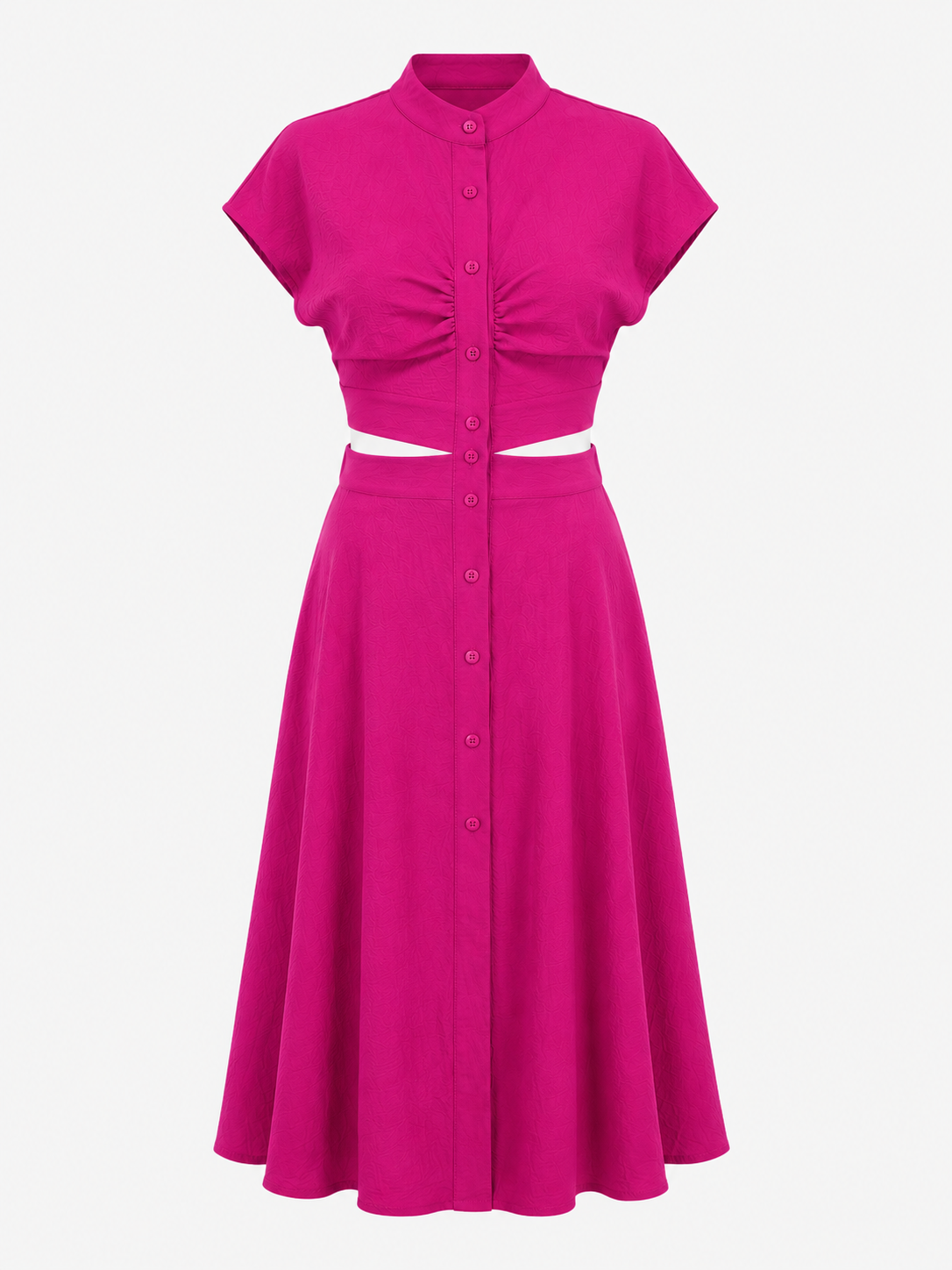 Lisette | Damekjole med Knaplukning og Taljeudskærin - Rosa - Kvinders Kjoler - {{ product_tags }