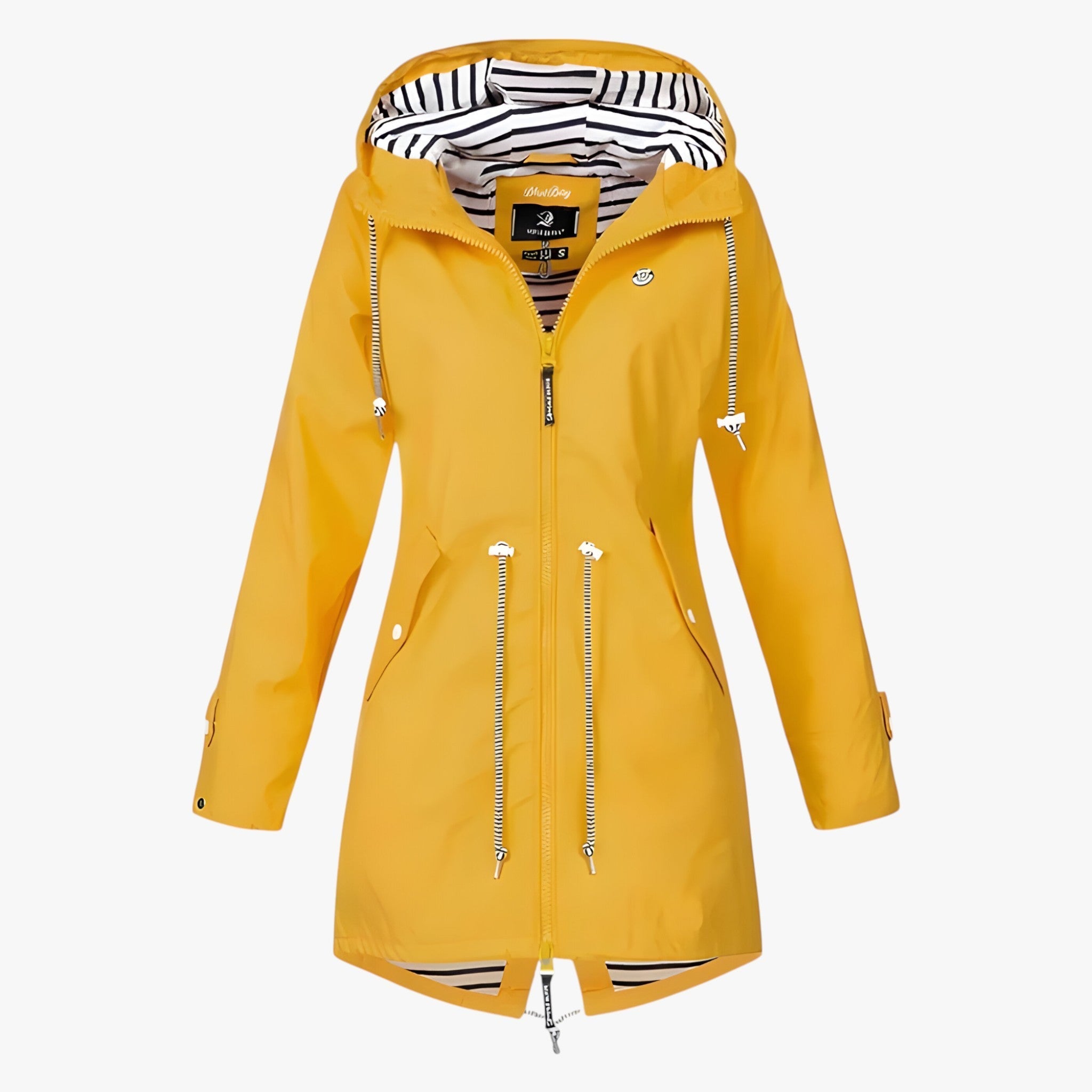 Beatrice | Vandafvisende Parka – Justerbar pasform med stribet hættefoder - Gul - women's fashion - {{ product_tags }