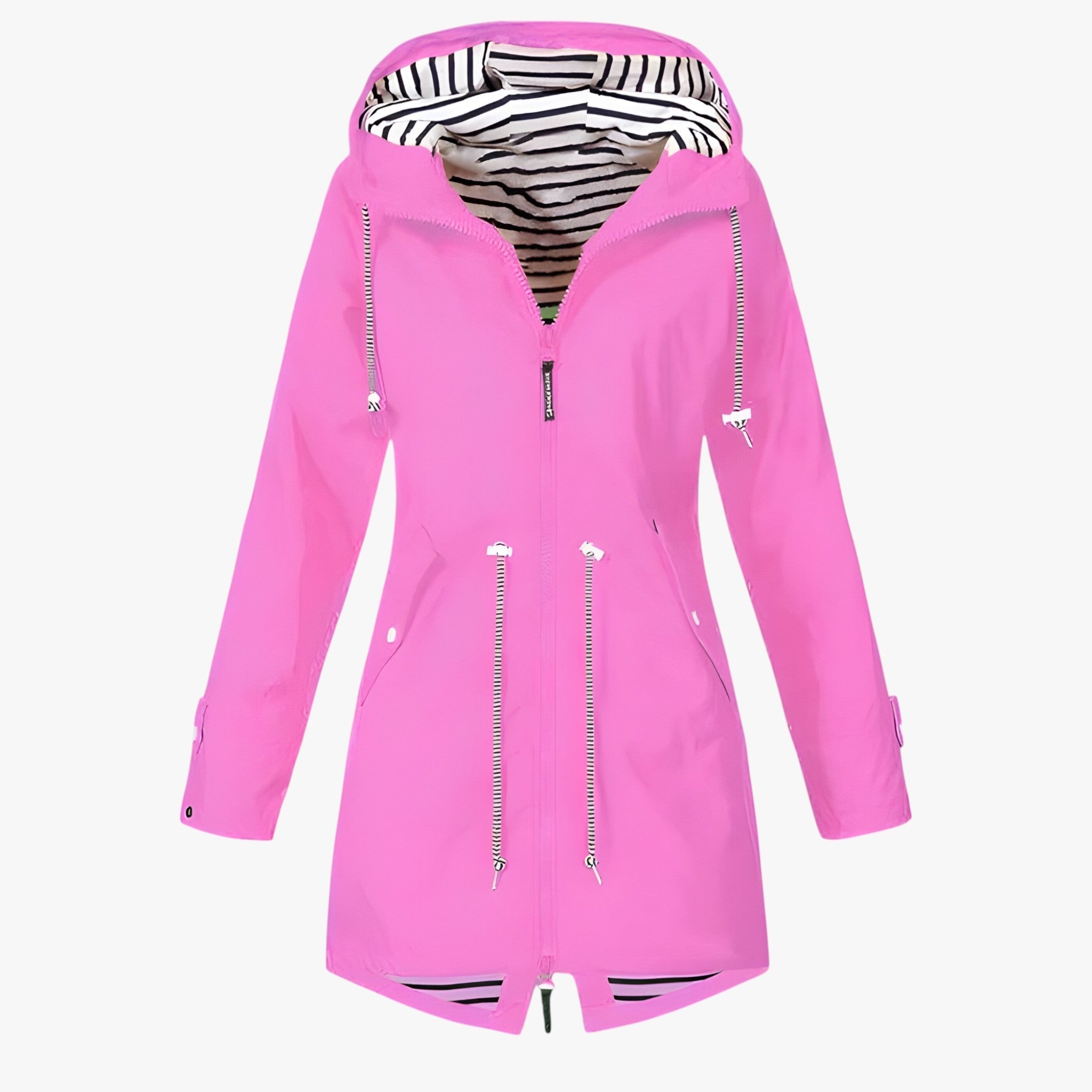 Beatrice | Vandafvisende Parka – Justerbar pasform med stribet hættefoder - Rosa - women's fashion - {{ product_tags }