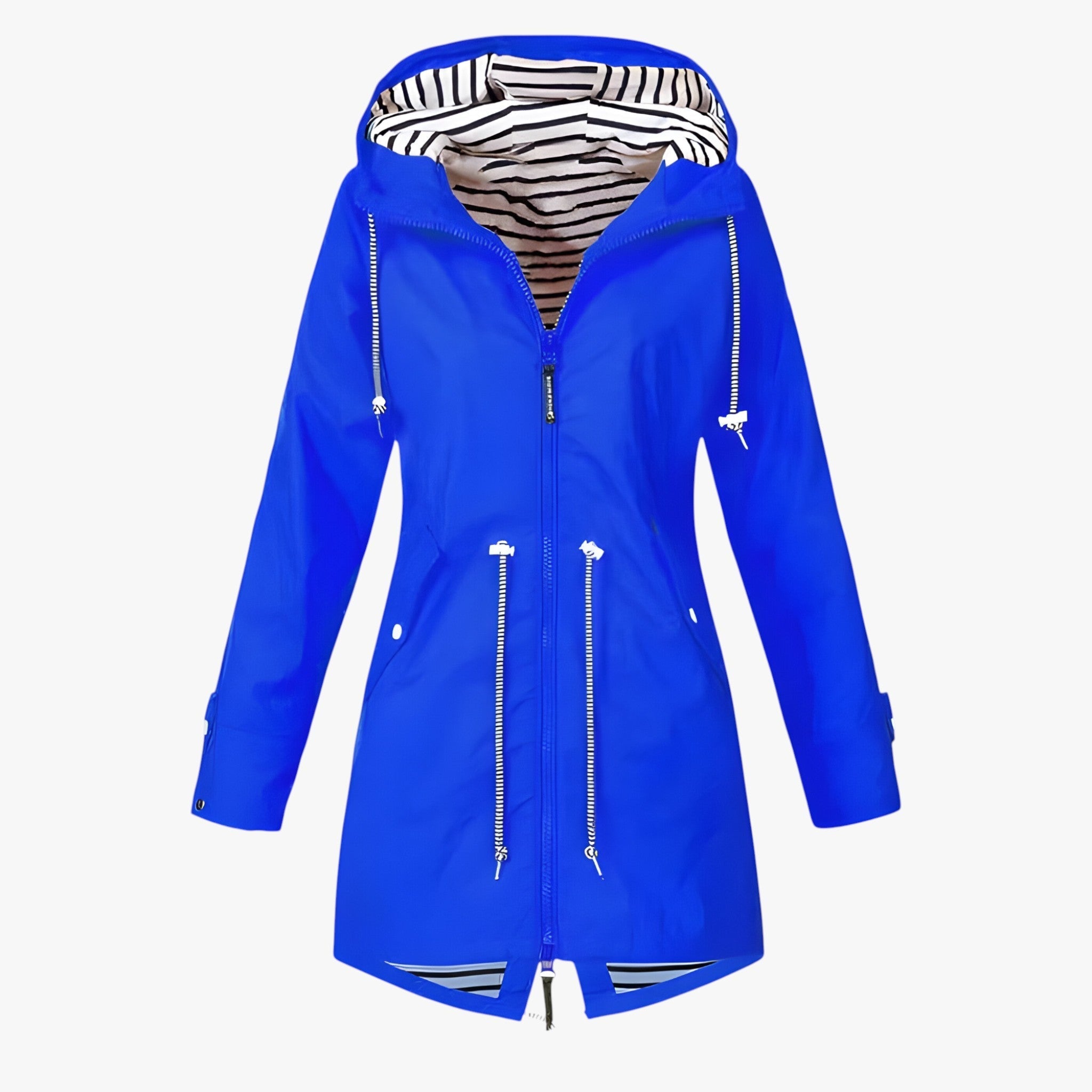 Beatrice | Vandafvisende Parka – Justerbar pasform med stribet hættefoder - Blå - women's fashion - {{ product_tags }