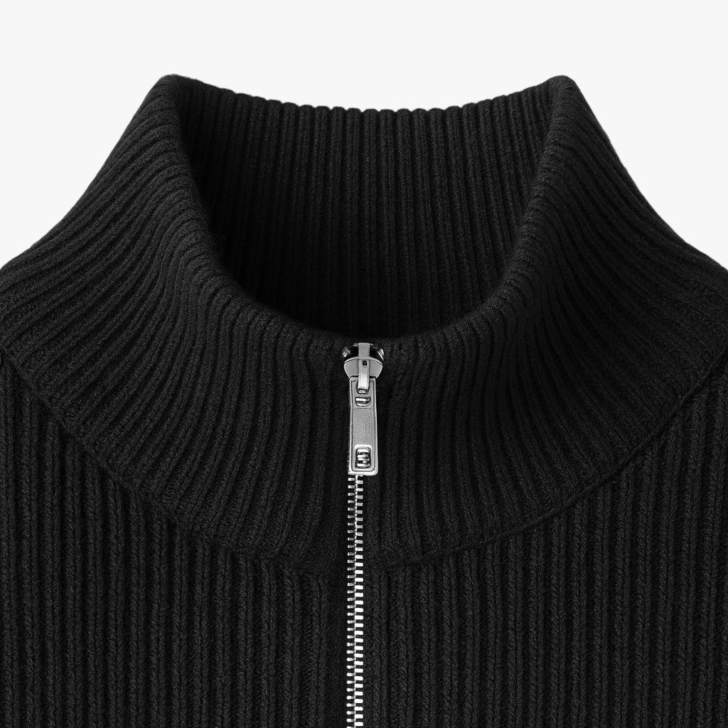 Luca | Herre Striktrøje med Fuld Lynlås - - Herresweatre - {{ product_tags }