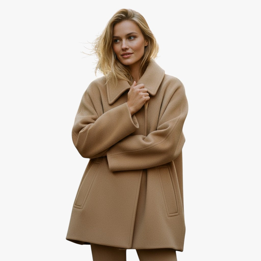 Livia | Dame Oversize Uld Frakke til Vinter - - Damefrakker og jakker - {{ product_tags }