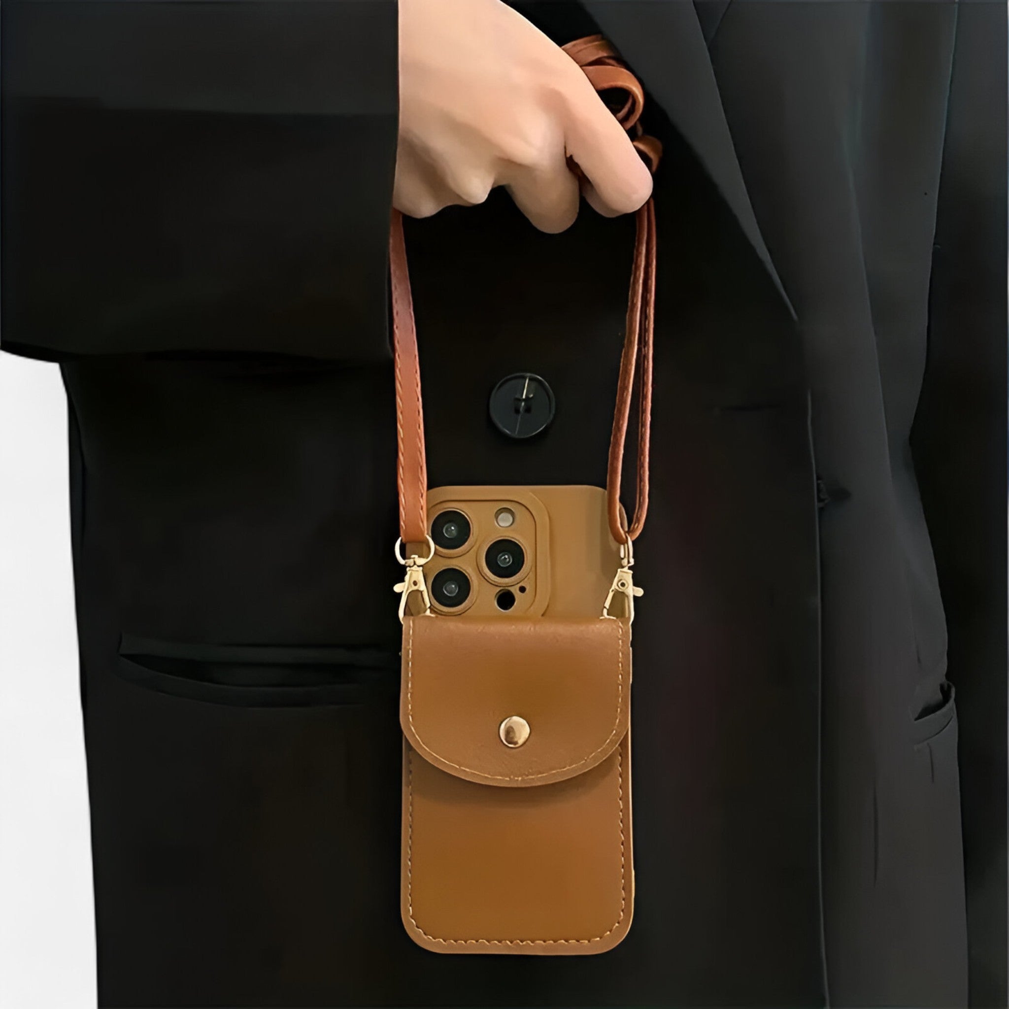 Marissa Telefonkortholder | Pung med rem - Mørkebrun - Marissa Telefonkortholder | Pung med rem - €25 - {{ product_tags }