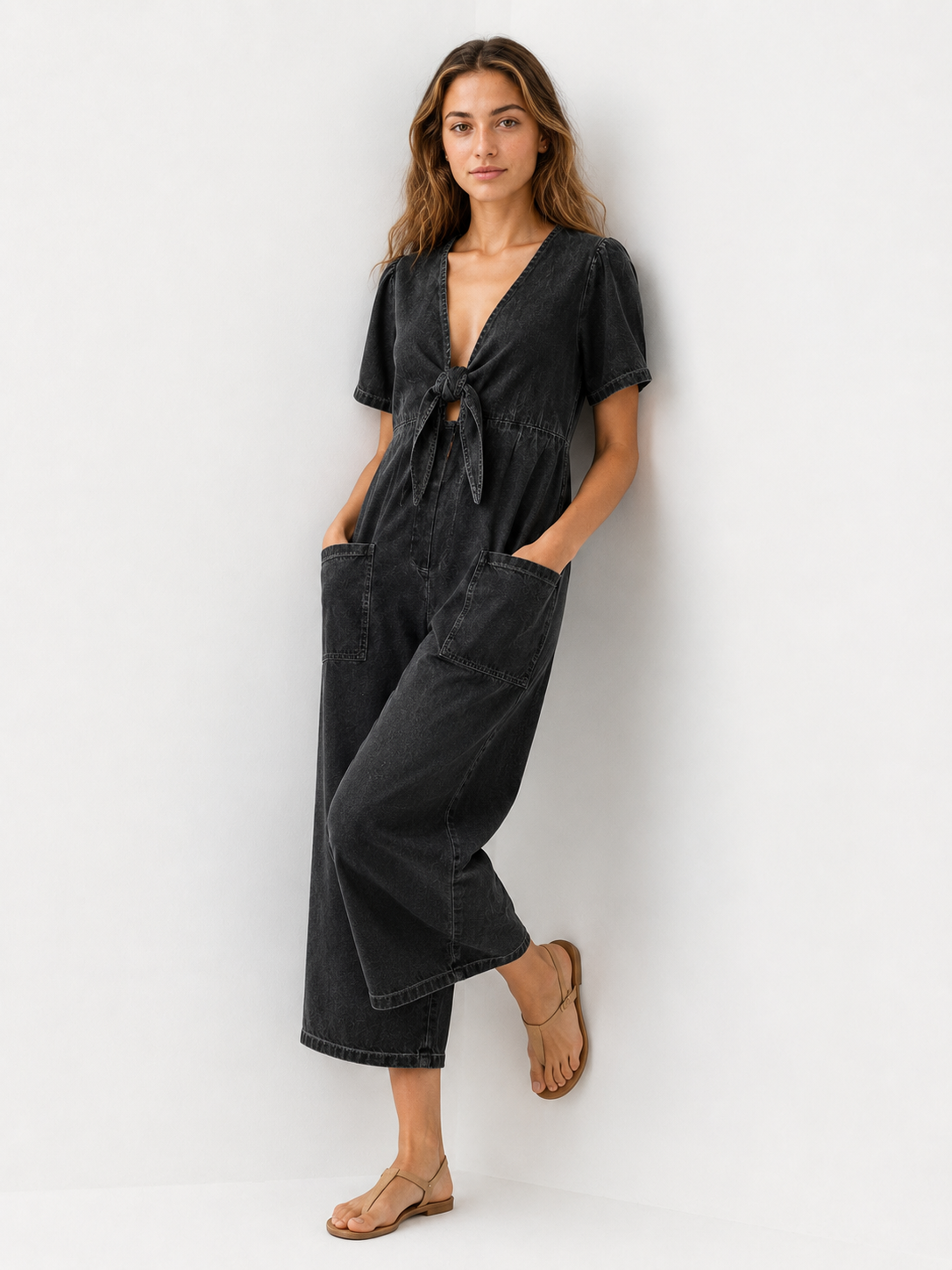 Maya | Dame Jumpsuit i Polyester med Bindebånd Foran