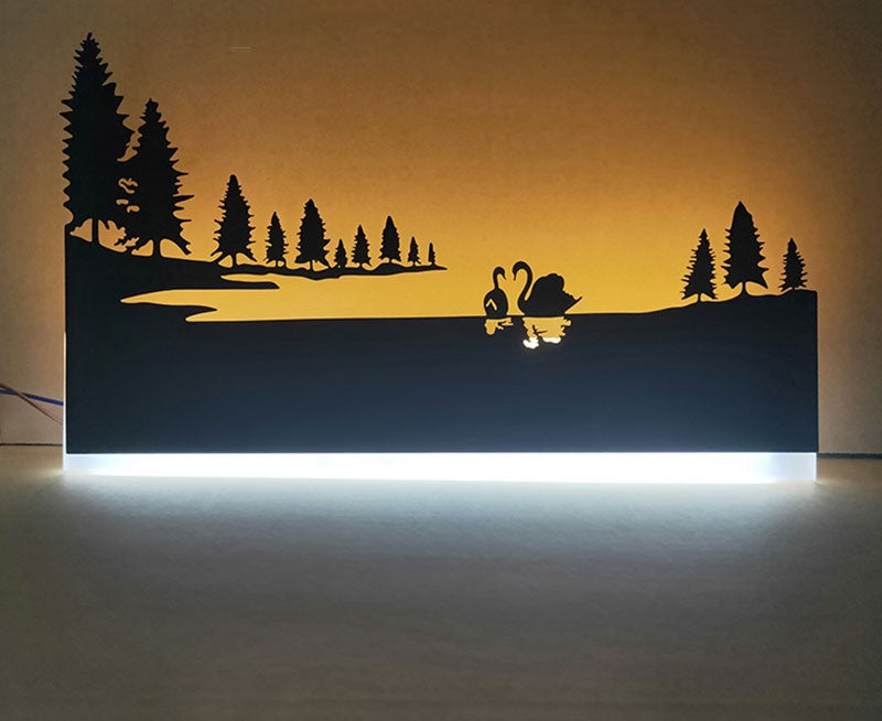 GardenFeel World Light™ | Væglampe & dekoration | Til ethvert interiør - Vand med svaner - house & garden - {{ product_tags }