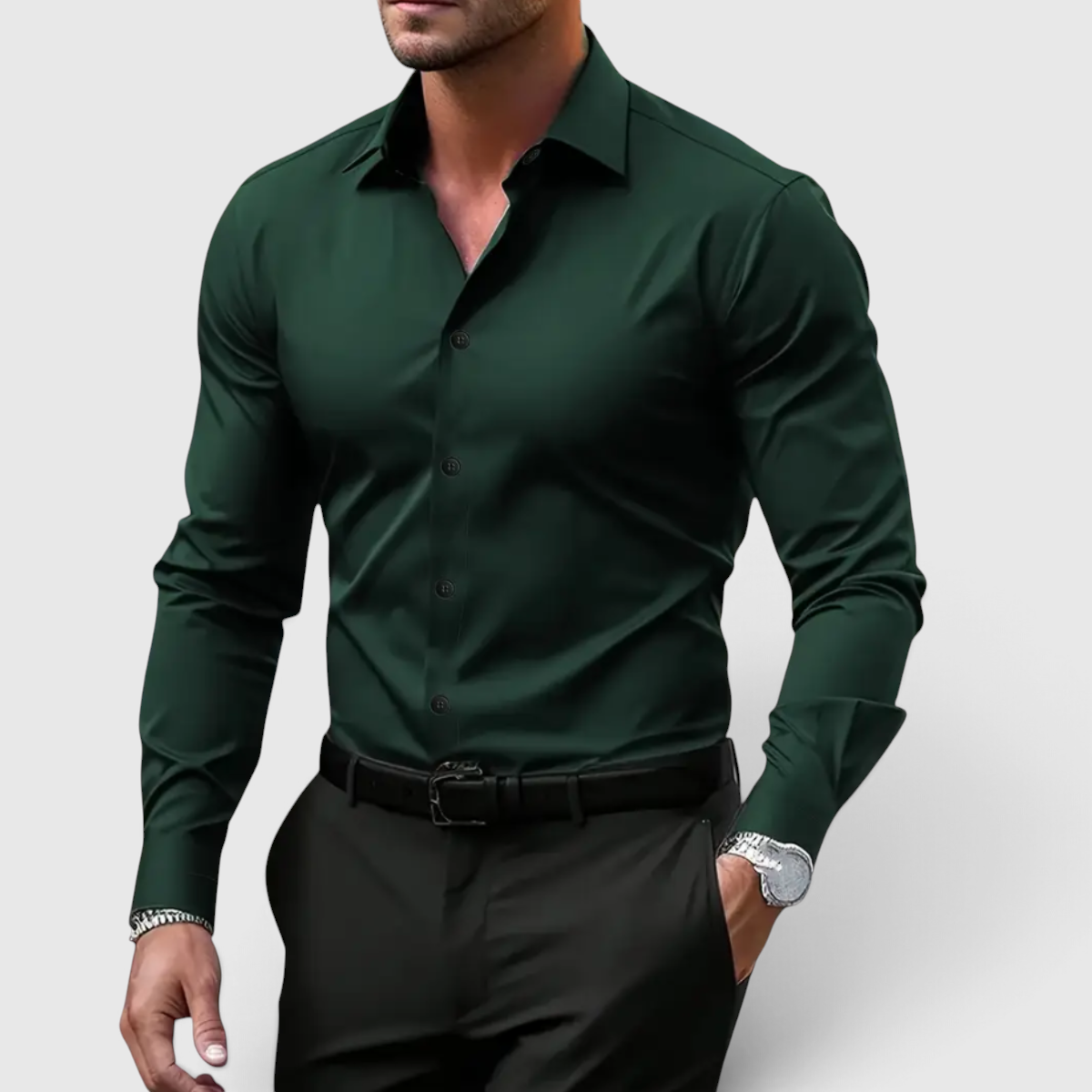 Herre Slim Fit Skjorte - Casual Knapskjorte