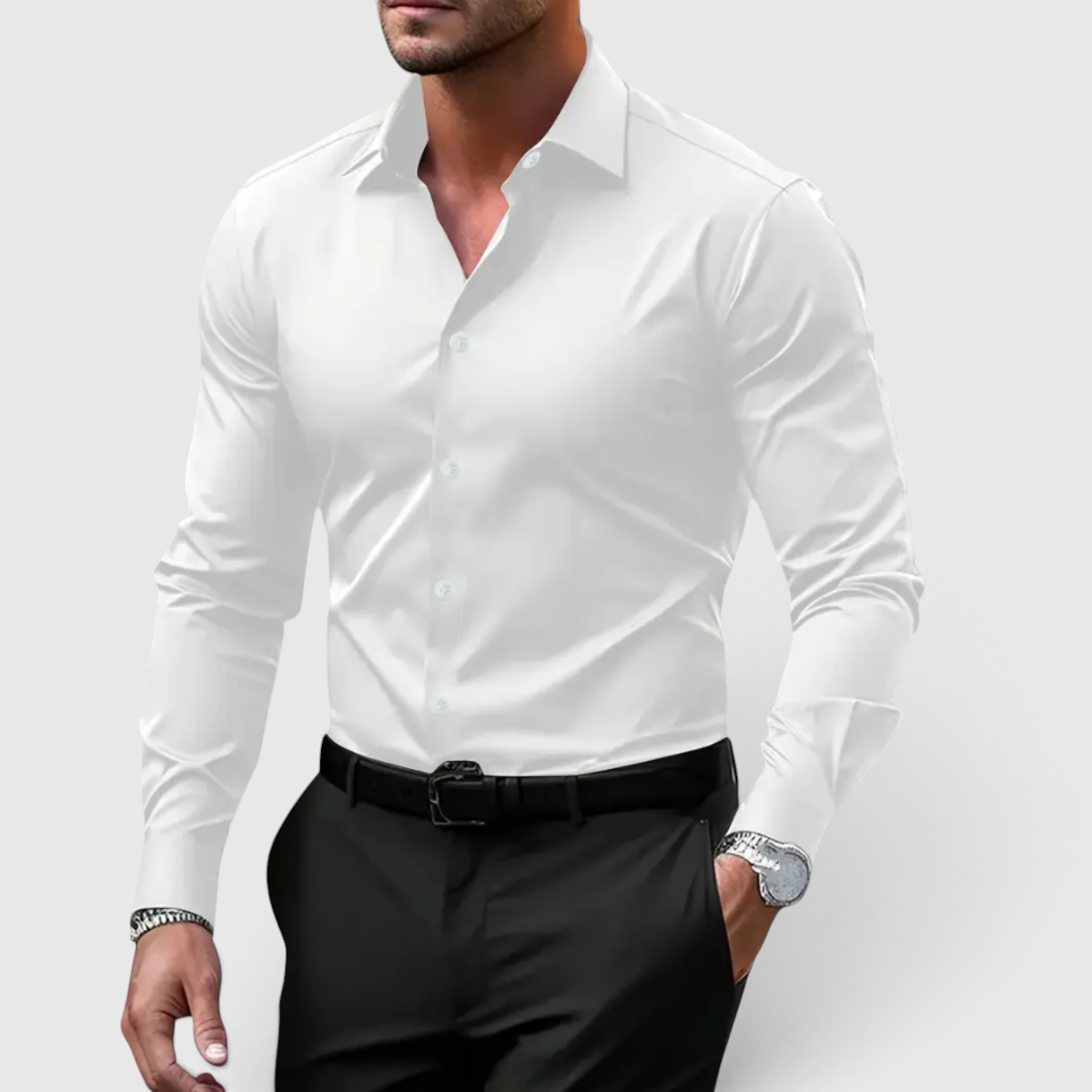Herre Slim Fit Skjorte - Casual Knapskjorte