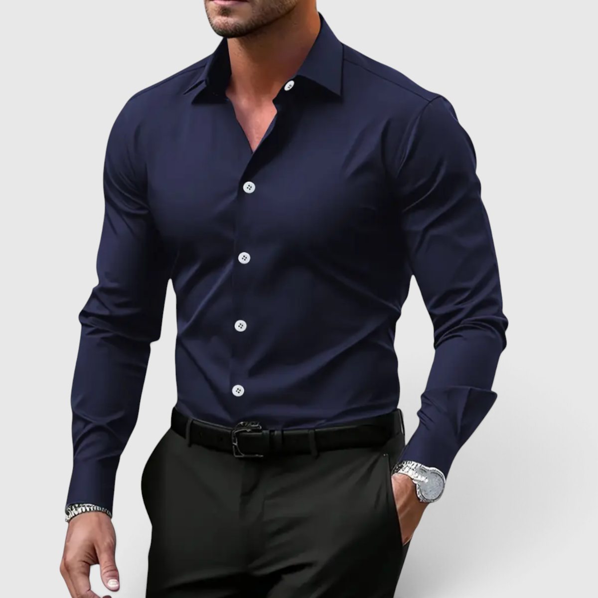 Herre Slim Fit Skjorte - Casual Knapskjorte