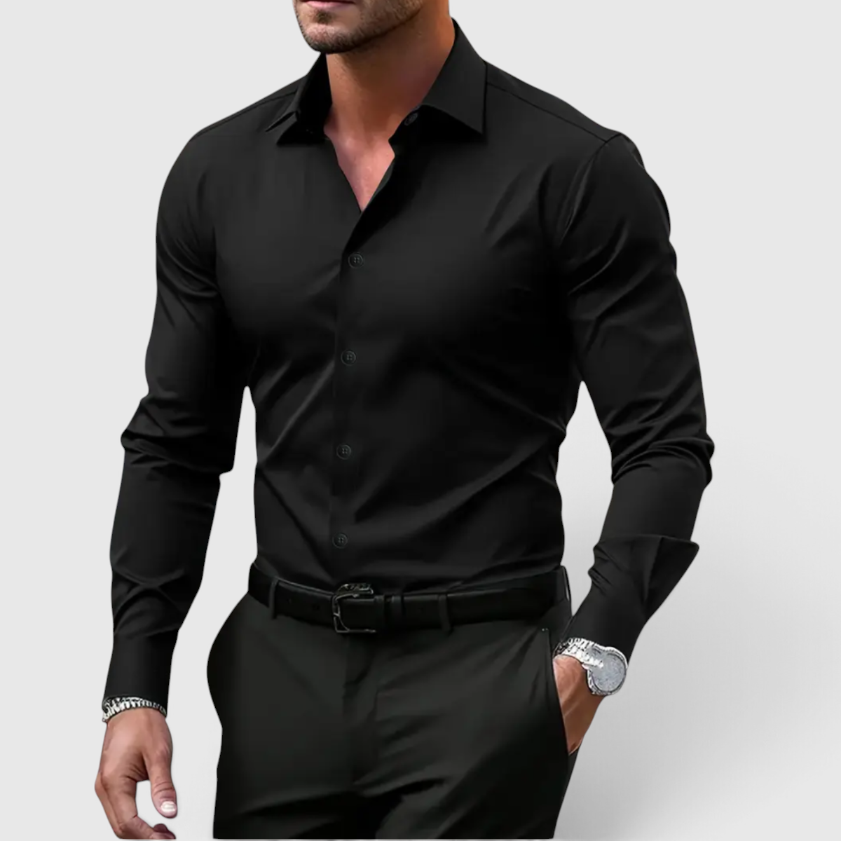 Herre Slim Fit Skjorte - Casual Knapskjorte
