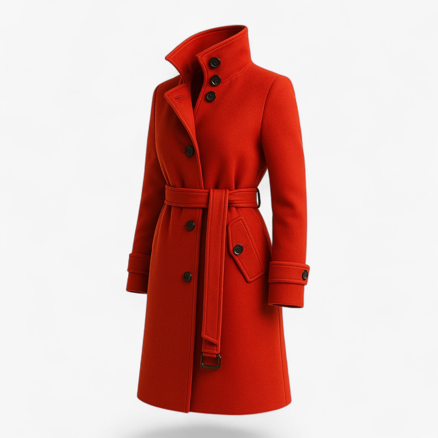 Mille | Uldfrakke med Høj Krave | Uldblanding | Perfekt til Koldere Dage - Rød - Jacket - {{ product_tags }