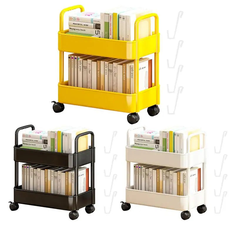 Mobil boghyldevogn med hjul - opbevaring og organisering af bøger - Dalton - Gul 2 lag - house & garden - {{ product_tags }