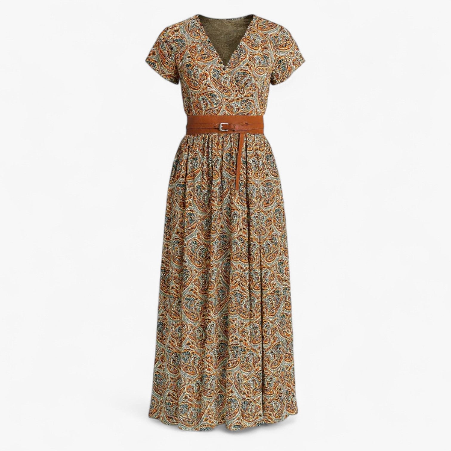 Nelle | Kvinders Elegant Sommer Maxi Kjole - Brun - Maxi Kjoler - {{ product_tags }