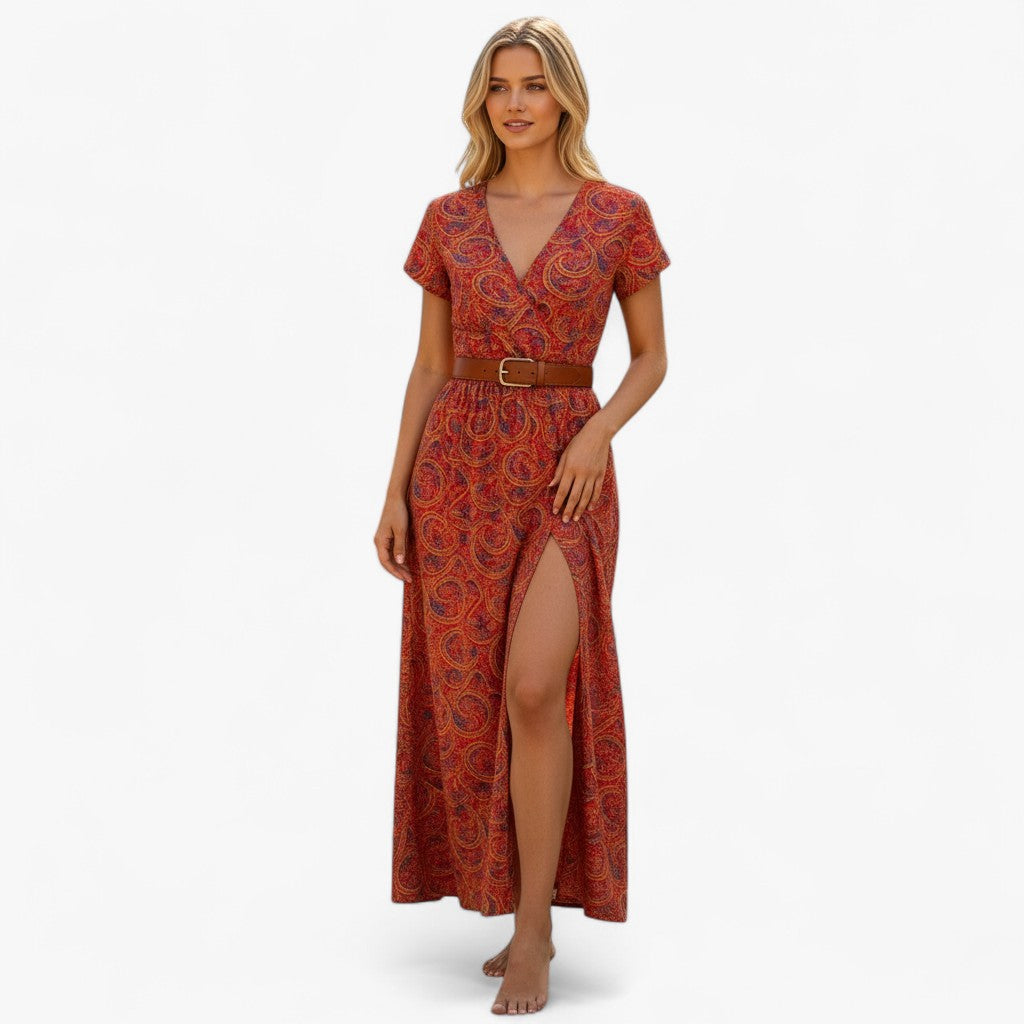 Nelle | Kvinders Elegant Sommer Maxi Kjole - - Maxi Kjoler - {{ product_tags }