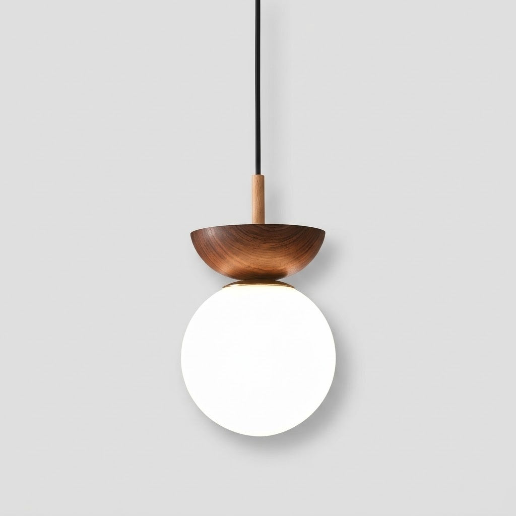 Nordisk Kugle Loftslampe - Træmaling & Metalaccent - - Home Decor - {{ product_tags }