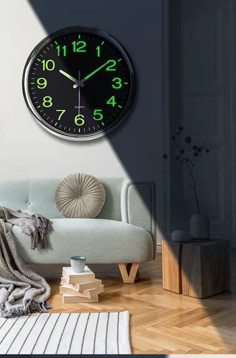Lysende lydløst vægur | 30 cm lydløs tidsmåler - tilføjer glans og lydløs elegance til dit rum - - other - {{ product_tags }