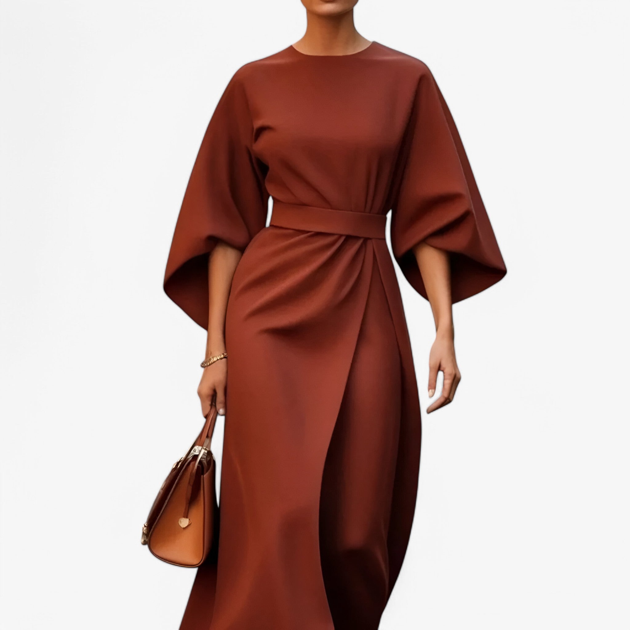 Nova | Asymmetrisk kjole - moderne og yndefuld - Rustbrun - women's fashion - {{ product_tags }