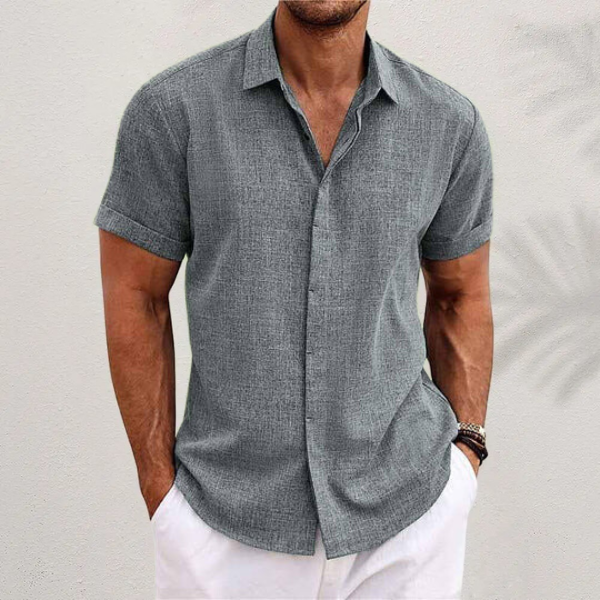 OLIVER | Premium Mikrofiber Kortærmet Skjorte – Stilfuld & Luksuriøs - Grå - men's fashion - {{ product_tags }
